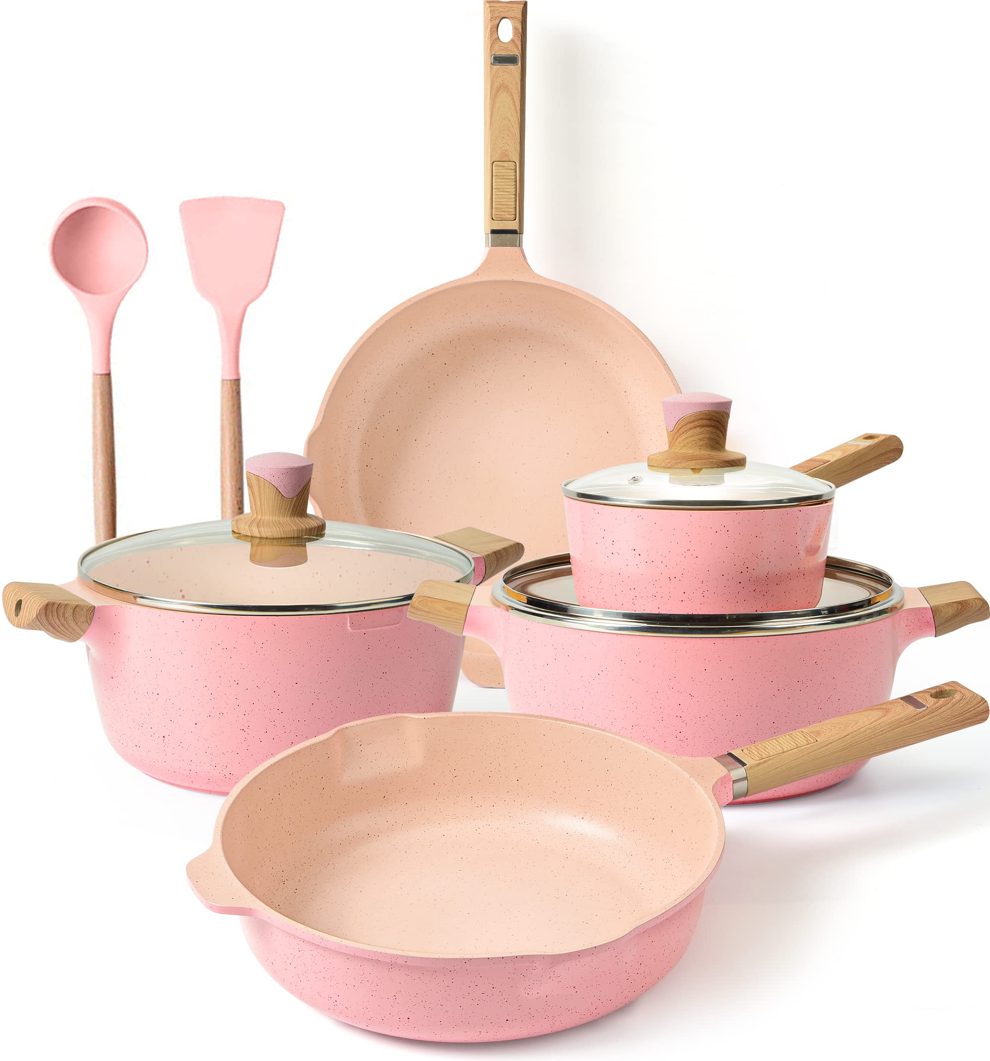 **YIIFEEO 16-Piece Nonstick Granite Cookware Set - Induction Compatible Pots & Pans, PFOA & PTFE-Free, Non-Toxic Kitchen Essentials for Cooking, Baking & Frying - Perfect Holiday Gift for Home Chefs**    *(Ideal for Everyday Cooking, Family Meals, Holiday Feasts & Romantic Dinners)*