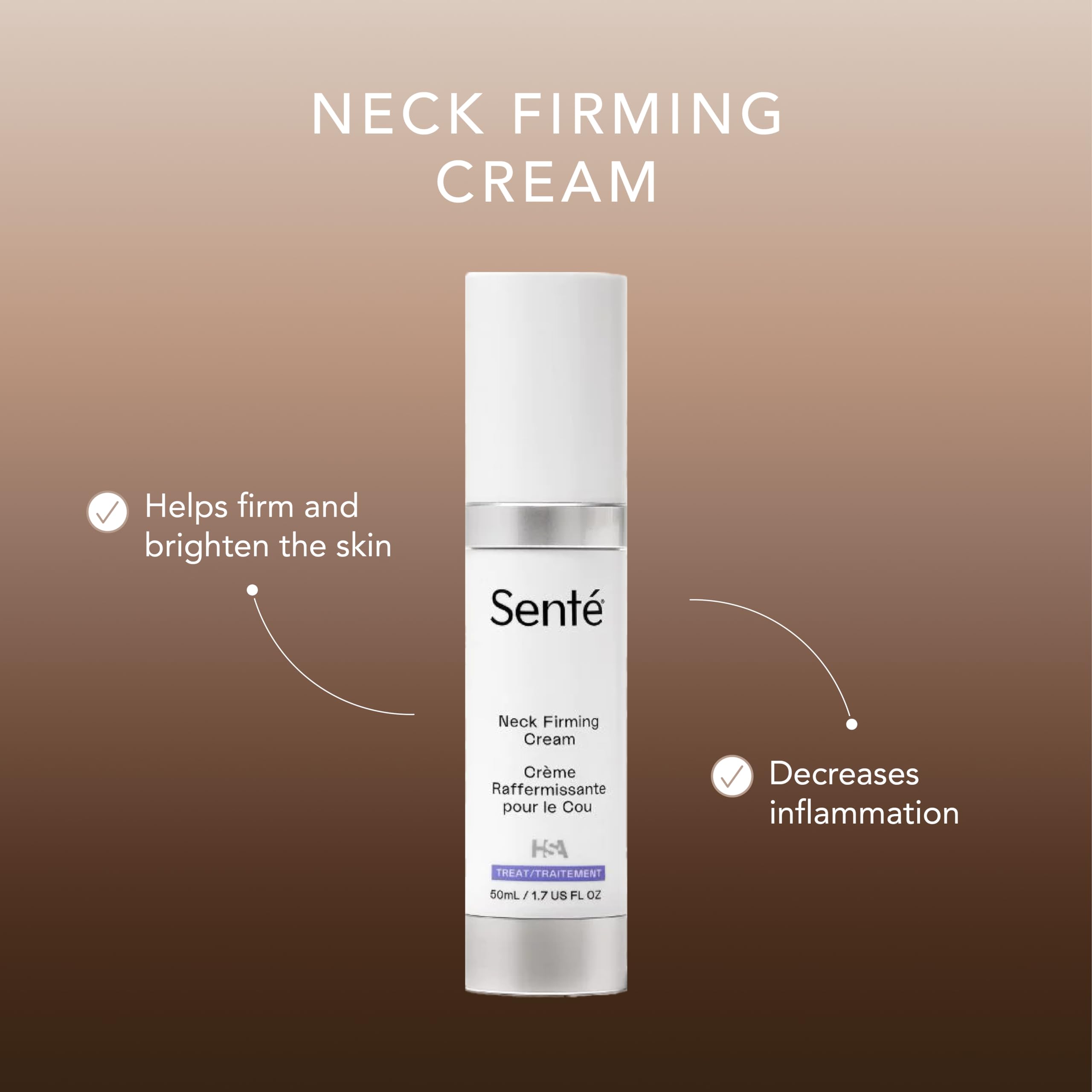 Sente Neck Firming Cream - Anti-Aging Neck Cream with HSA, Caffeine & Vitamin C for Wrinkle Reduction & Skin Tightening - 1.7 Oz - Perfect for Daily Skincare Routine & Nighttime Use