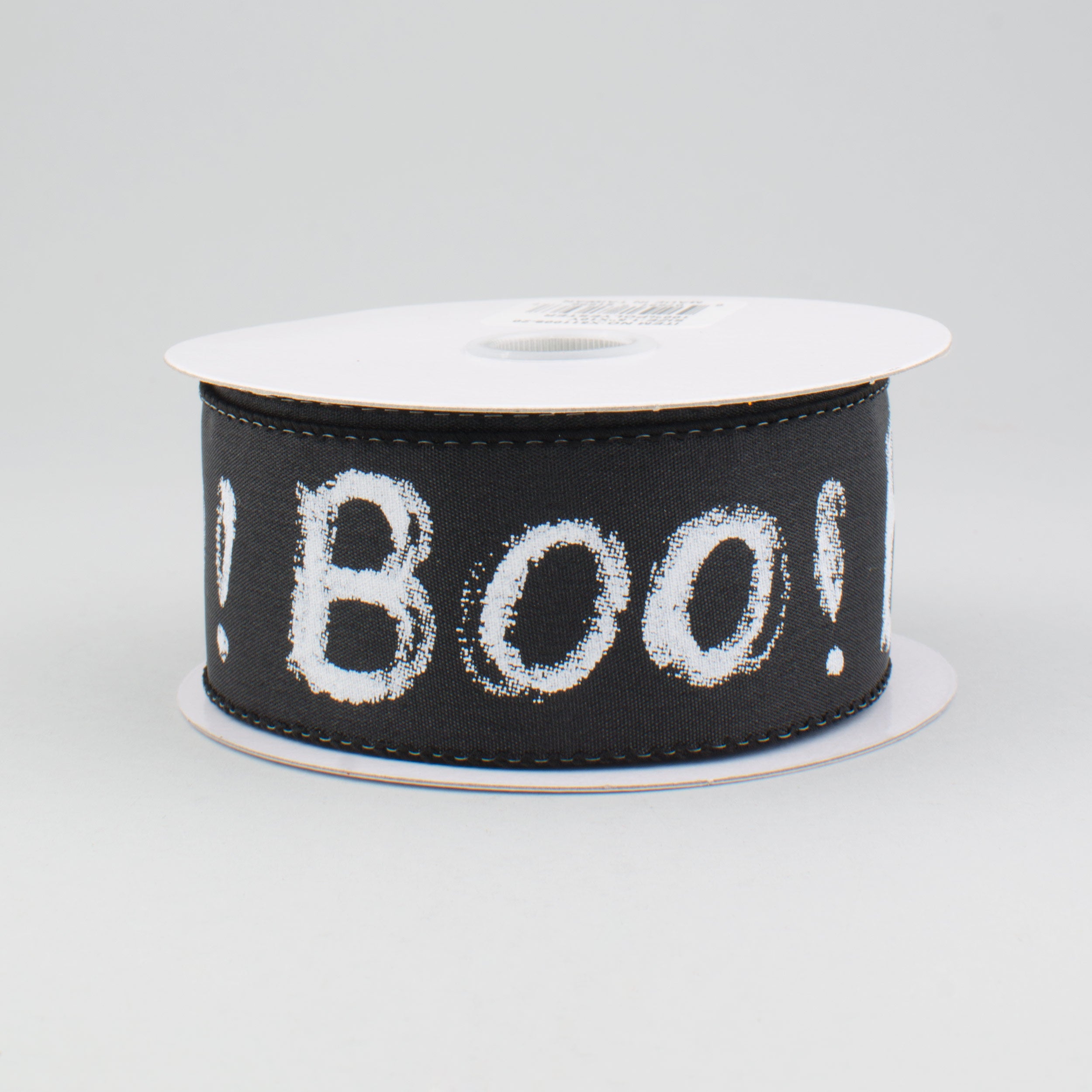 1.5 Inch Black Boo Chalk Lettering Ribbon - 10 Yards Bulk Roll for Halloween Decorations, DIY Crafts, Party Supplies, Gift Wrapping and Scrapbooking