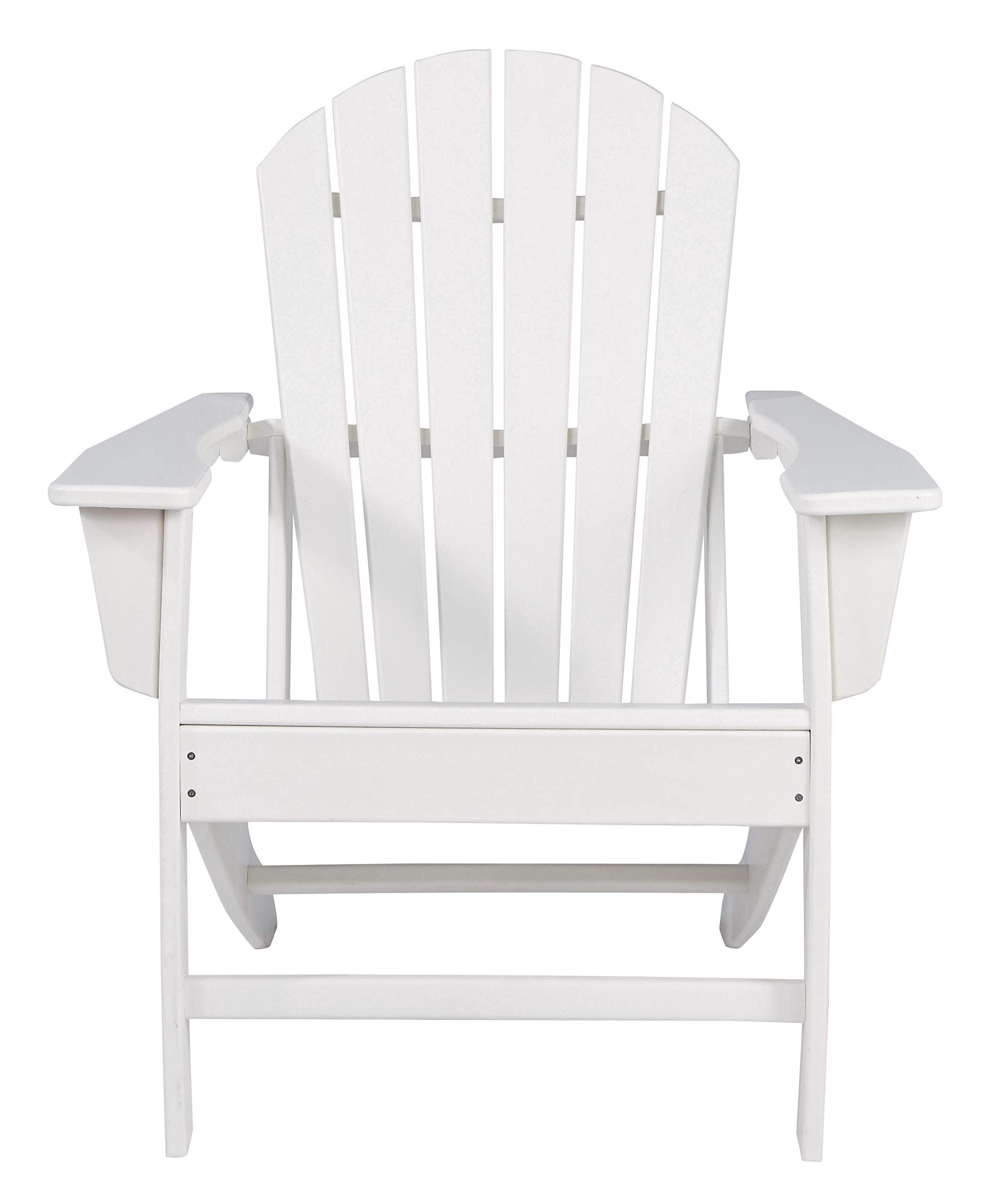 Benjara BM209700 Modern White Plastic Adirondack Chair with Comfortable Slatted Back - Perfect for Patio, Garden, Poolside & Outdoor Relaxation