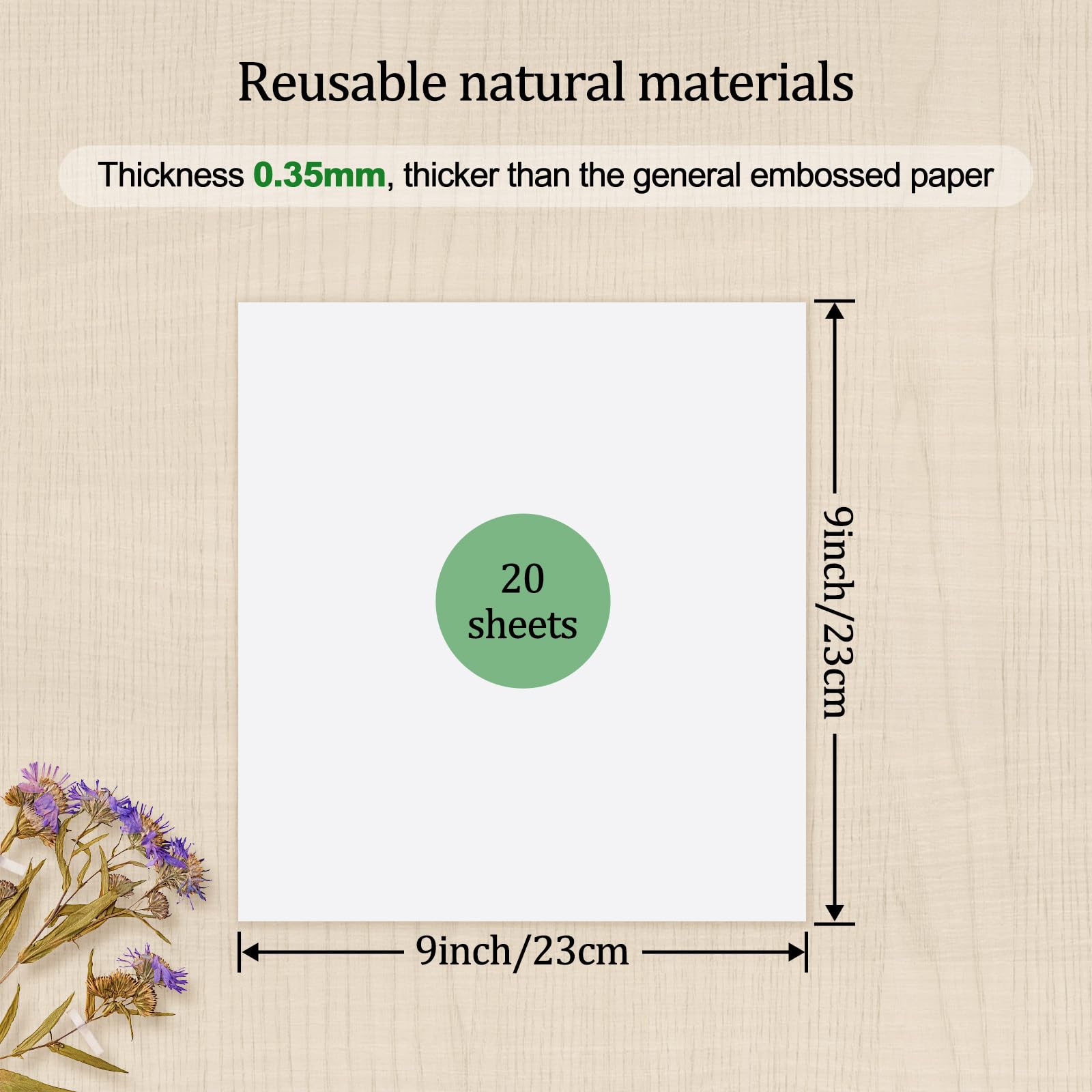 Premium 9x9 Inch Flower Press Blotting Paper - 20 Sheets Highly Absorbent & Reusable for Drying Flowers, Herb Preservation, and Botanical Art Projects - Ideal for DIY Pressed Flower Crafts, Scrapbooking, and Nature Journaling
