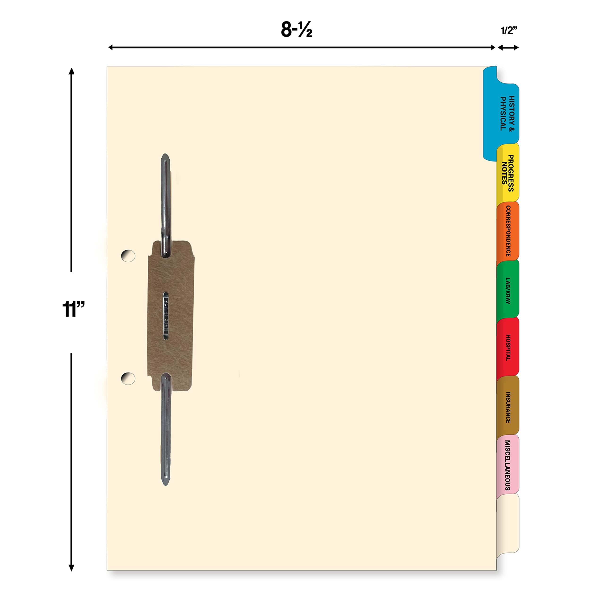 Doctor Stuff - Medical File Divider Set with Side Tabs & Fasteners (20 Sets of 8 Tabs) - Perfect for Hospital Records, Patient Charts & Medical Office Organization