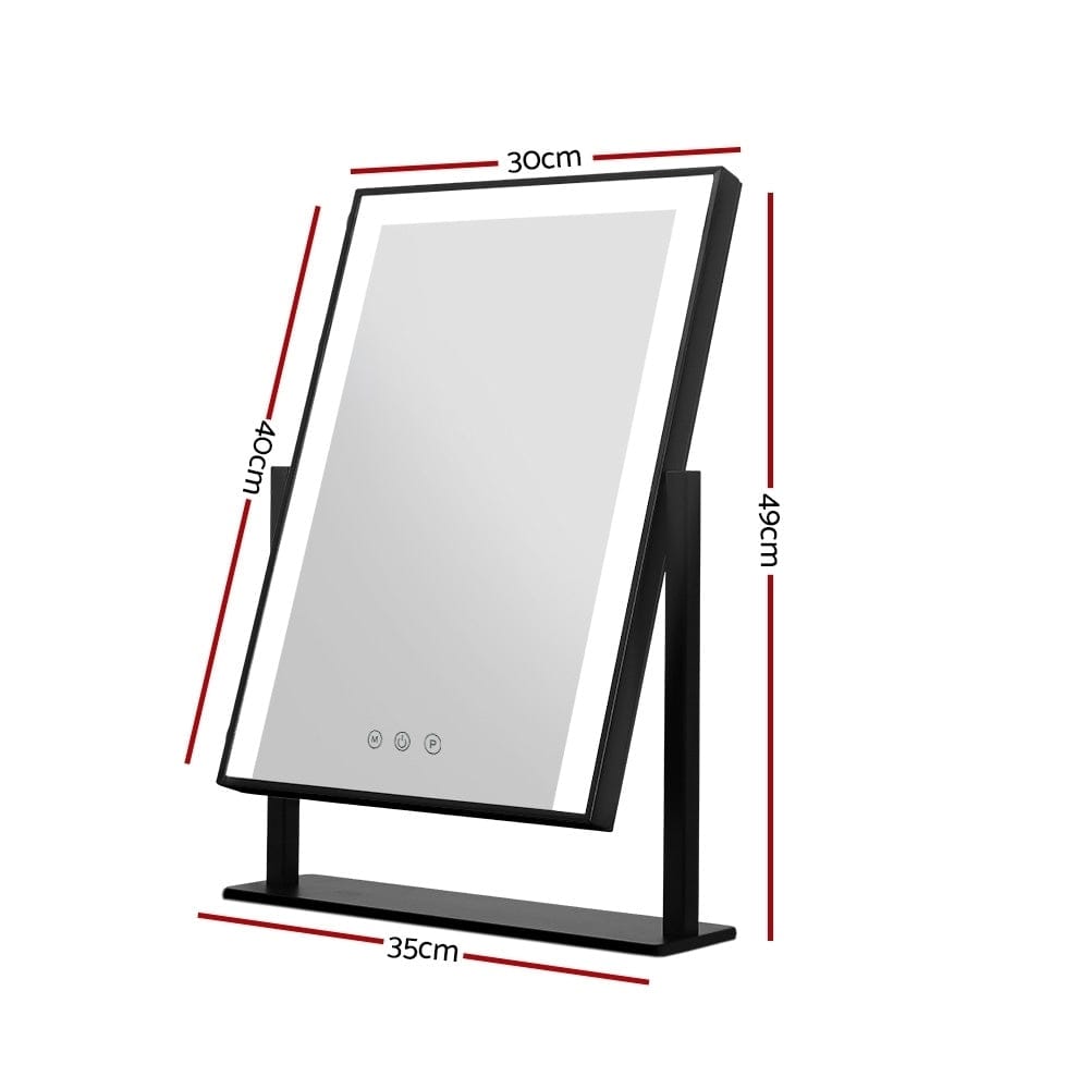 Embellir 30x40cm LED Lighted Makeup Mirror - Adjustable Standing Vanity Mirror with Bright Lights for Perfect Makeup Application - Ideal for Home, Salon, and Travel Use