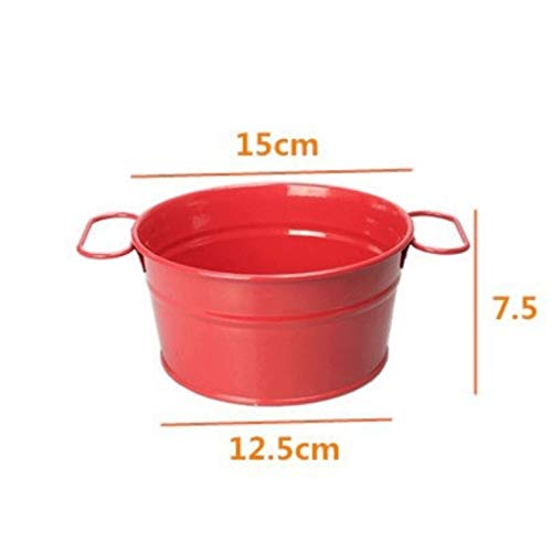 Mini Iron Fries Bucket - Red Metal Snack Container for Fried Chicken, Food Serving, Restaurant & Bar Storage, Ice Bucket - Perfect for Parties, BBQs, and Home Kitchen Use