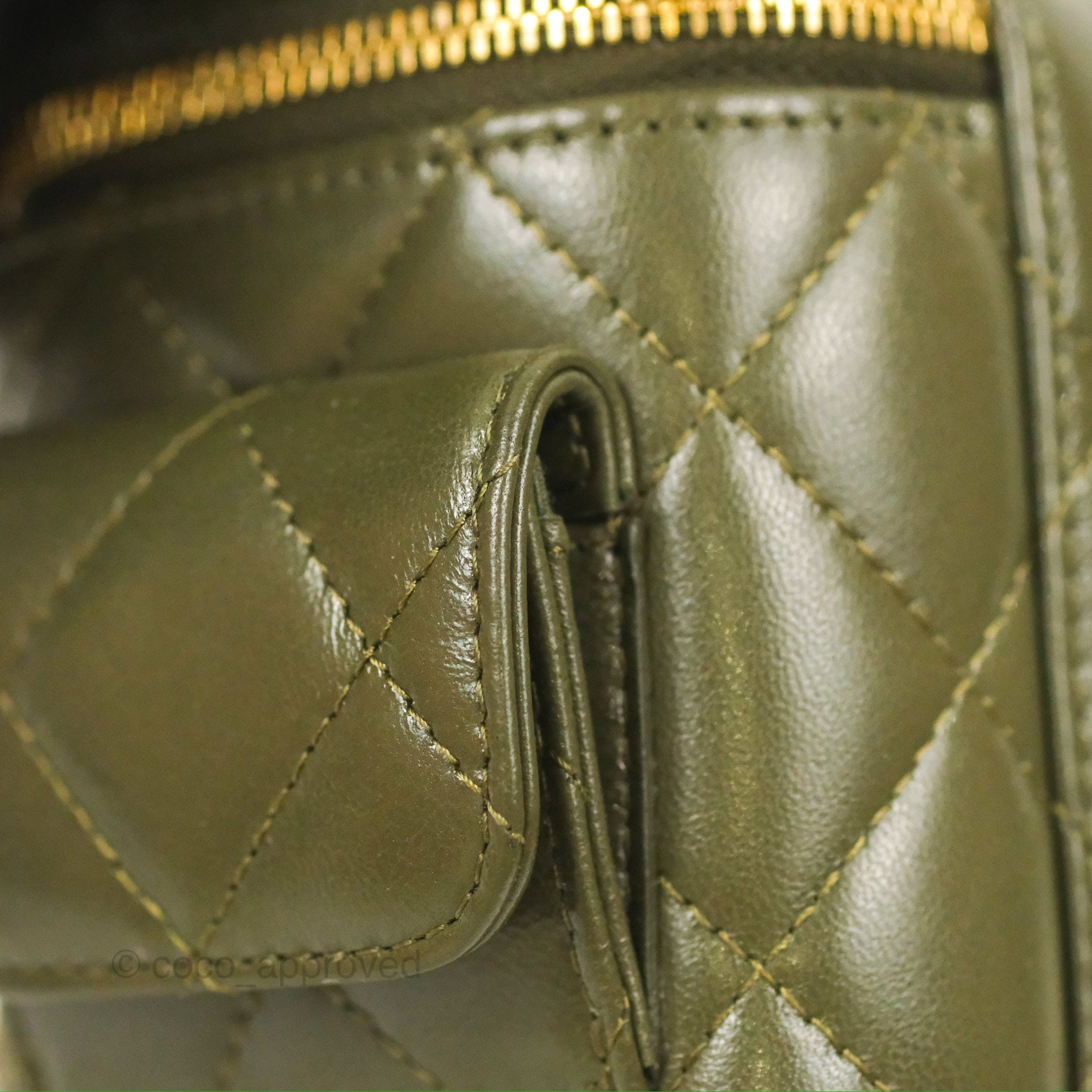 Chanel 22K Khaki Green Lambskin Cargo Pocket Top Handle Vanity Bag with Chain - Luxury Crossbody Purse for Women, Perfect for Date Night & Evening Events