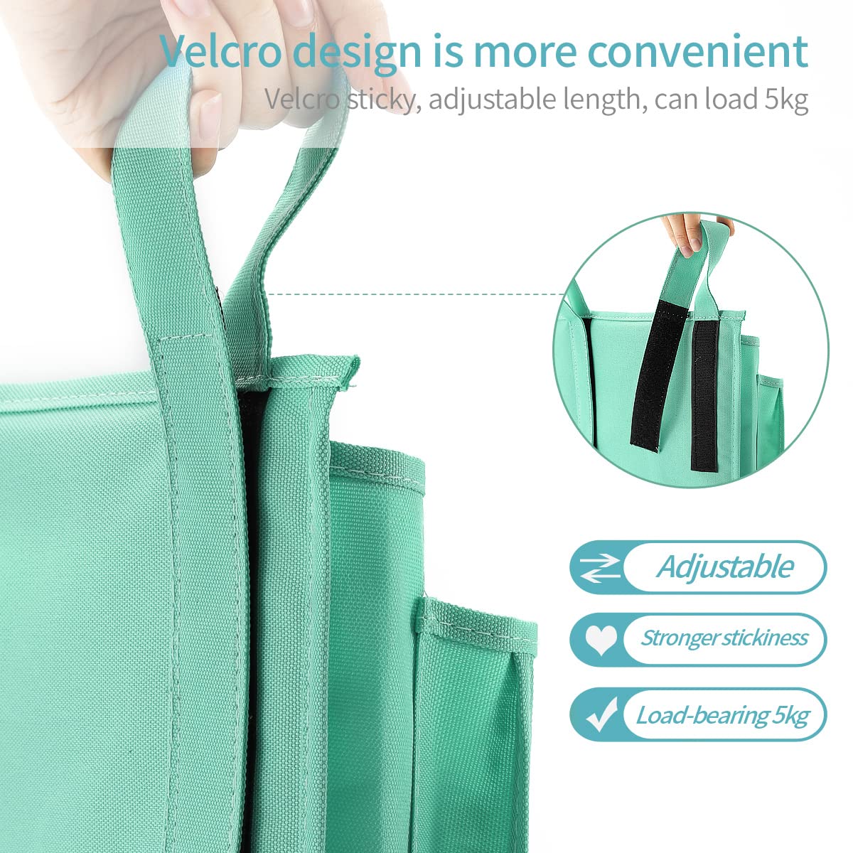 Bseash Bunk Bed Organizer - 8 Pocket Hanging Storage Bag with 600D Oxford Fabric, Perfect for Dorm Rooms, Hospital Beds & Baby Cribs (Light Green) | Space-Saving Organizer for Books, Phones & Essentials