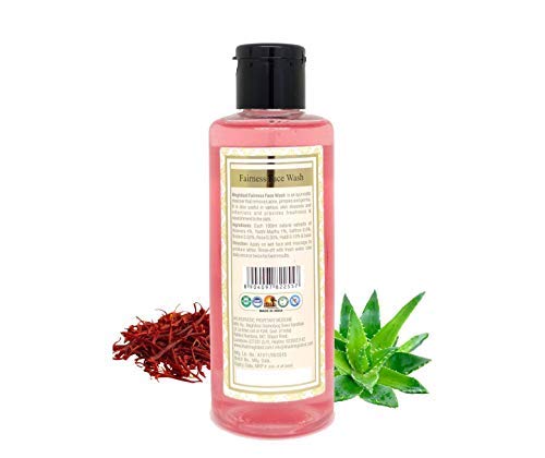 Khadi Meghdoot Ayurvedic Face Wash 210ml - Aloe Vera & Saffron Extract for Oily Skin & Acne Control - Natural Brightening Cleanser for Daily Skincare Routine (Pack of 1)