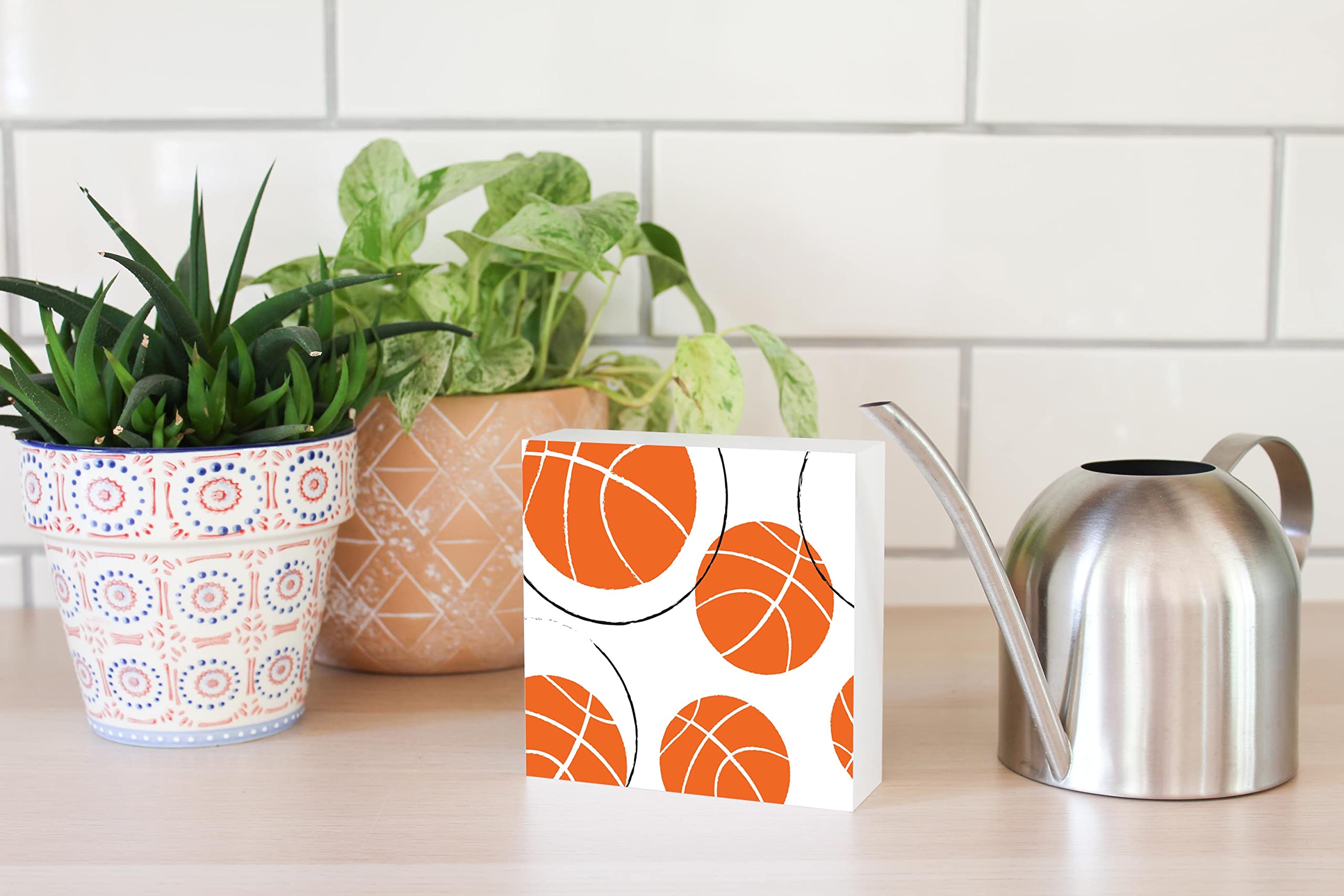 Elanze Designs Dark Orange Basketball Wood Plaque - Perfect for Sports Room Decor