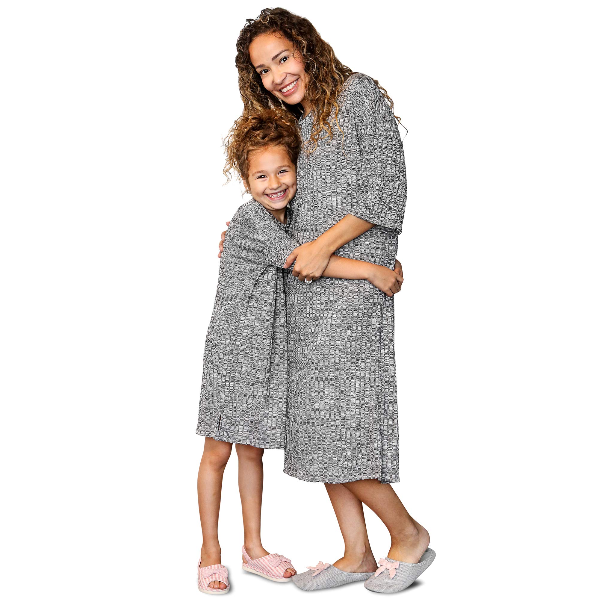 USA Made Women's 3/4 Sleeve Loungewear Dress - Mommy & Me Matching Outfits - Lightweight Cotton Dress for Women and Kids - Perfect for Family Photos, Casual Outings & Cozy Home Wear