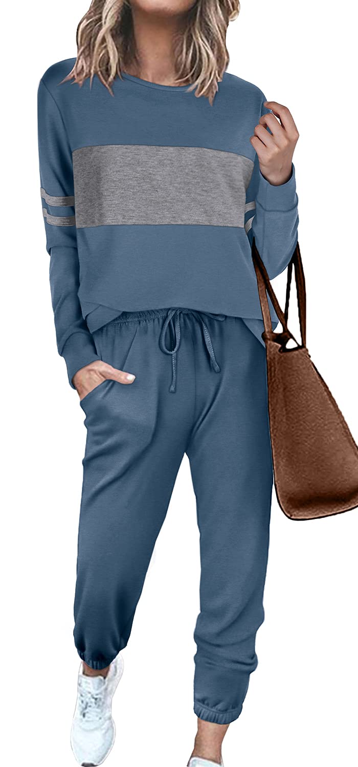 Stylish Sipaya Colorblock Sweatsuit Set for Women - 2 Piece Casual Outfit & Lounge Wear | Trendy Matching Tracksuit for Home, Gym, or Running Errands