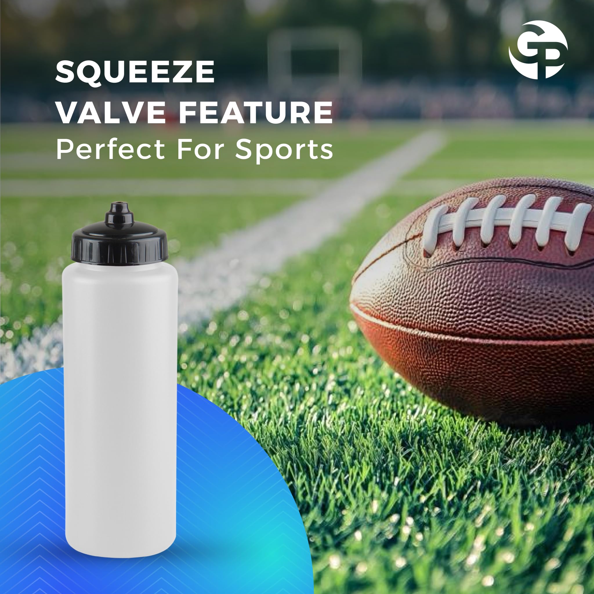 32 oz BPA-Free Sports Water Bottle 25-Pack - Leakproof Squeeze Bottle for Gym, School & Team Sports | Durable Reusable Water Bottles Made in USA by Gary Plastic Packaging | Perfect for Workouts, Hiking & Outdoor Activities