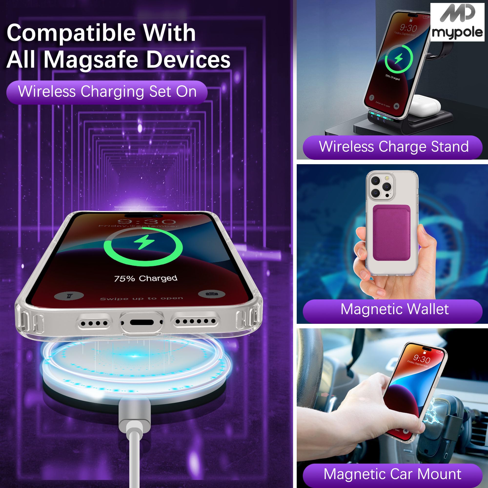 Magnetic Clear iPhone 14 Pro Case 6.1 Inch | Military Grade Protection | Magsafe Compatible | Anti-Yellowing | Supports Wireless Charging | Perfect for Everyday Use, Travel & Outdoor Activities