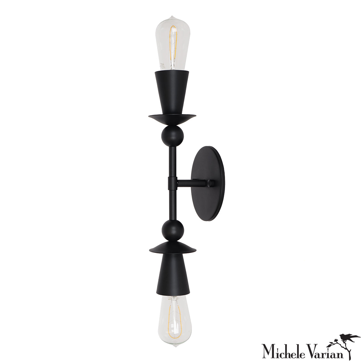 Black Double Polyform Wall Sconce Light - Modern LED Fixture for Bedroom, Hallway & Living Room Lighting Decor
