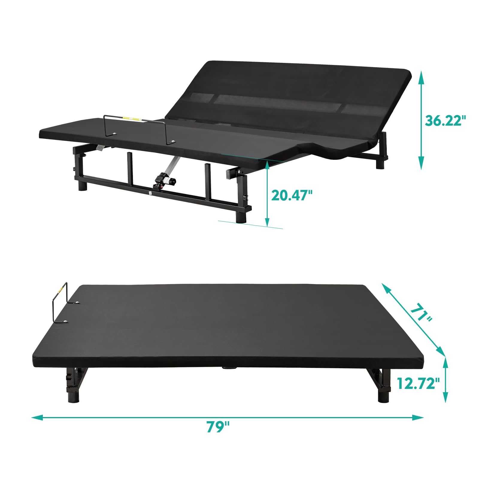 Full Size Adjustable Bed Frame with Wireless Remote - Electric Base with Head/Foot Incline, Zero Gravity & Quiet Motor - Easy Assembly Black Bed Frame for Home, Office & Guest Room Use