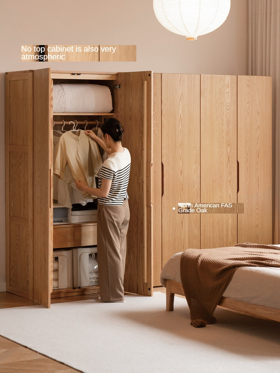 Solid Oak Wood Wardrobe - Premium Quality, Spacious Storage for Bedroom, Closet & Home Organization