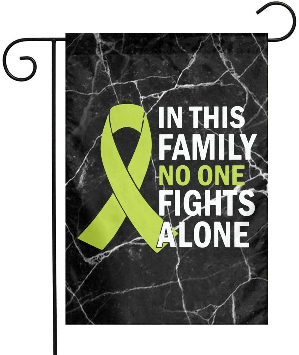 No One Fights Alone Lymphoma Awareness Garden Flag - 12x18 Inch Polyester Indoor/Outdoor Decorative Banner for Home, Garden, Party & Support Events - Perfect for Cancer Awareness Month & Fundraisers