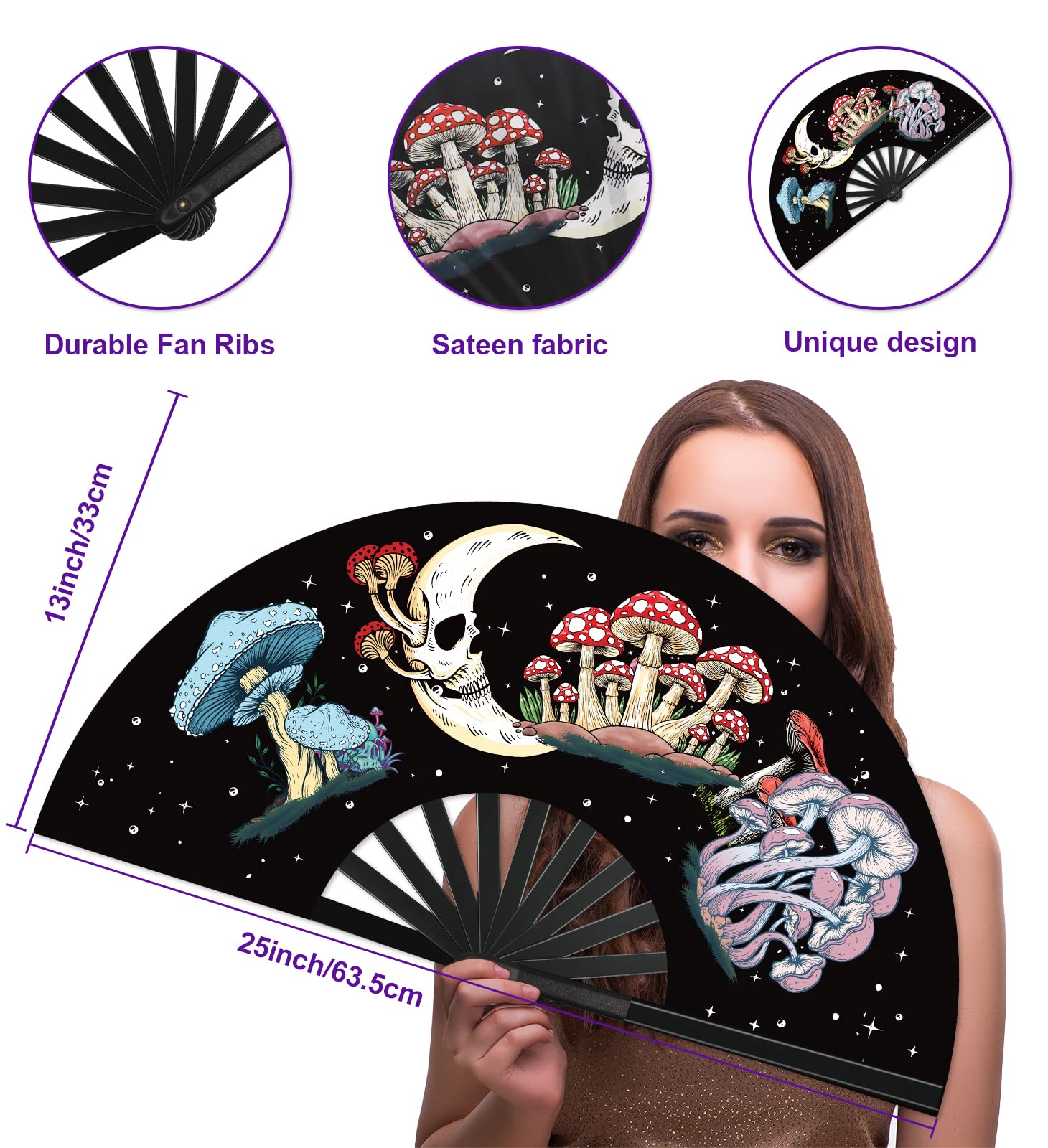 EDM Rave Fan - Large Folding Clack Fan for Halloween, Music Festivals & Parties | Perfect for EDM Events, Costume Accessories & Dance Performances