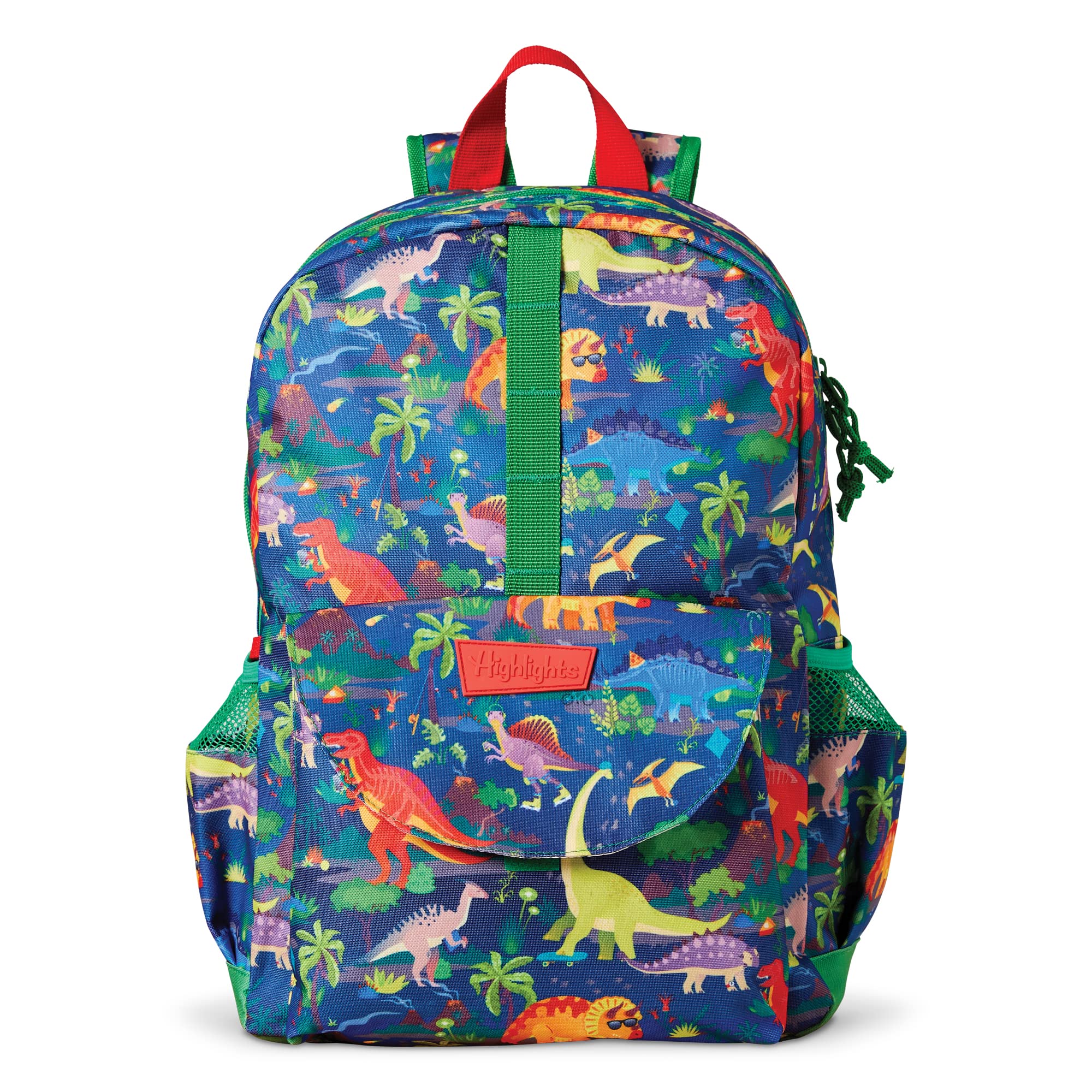 **17-Inch Weather-Resistant Kids Backpack for Boys & Girls - Dinosaur Glow-in-the-Dark Design, Elementary School Backpack for Ages 5-9 - Perfect for School, Travel & Outdoor Adventures (Green)**