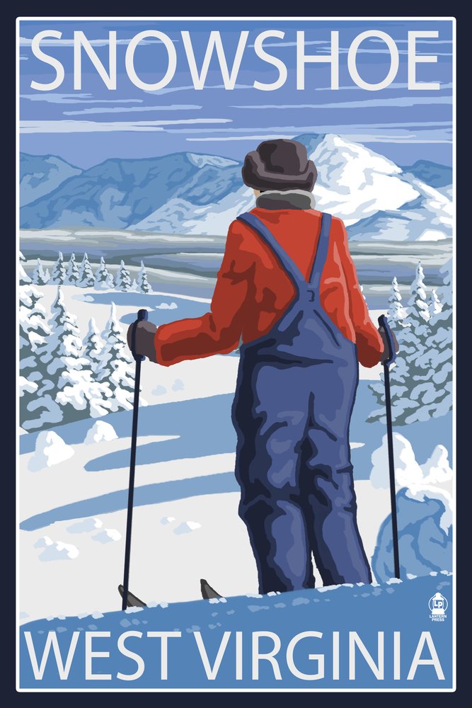 West Virginia Snowshoe Ski Resort Scenic View - 24x36 Signed Art Print, Wall Decor Poster for Home, Office & Cabin Decor - Perfect for Ski Enthusiasts & Mountain Lovers