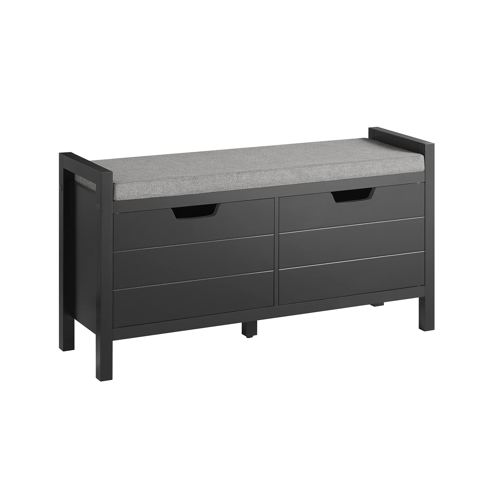 Haotian FSR63-SCH Black Shoe Bench with Seat Cushion - Shoe Rack Cabinet for Hallway Entryway Storage - Perfect for Small Spaces, Mudroom Organization & Shoe Storage Solutions