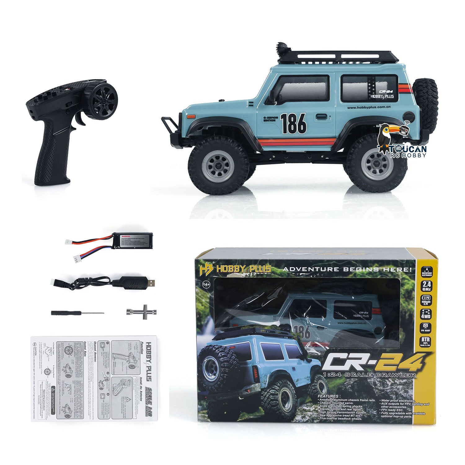 1:24 Scale 4WD 4x4 2.4Ghz RC Rock Crawler Car - Mini Remote Control Off-Road Vehicle with ESC Servo Motor for DIY Model Building | Perfect for Indoor/Outdoor Crawling, Backyard Adventures & RC Hobbyists