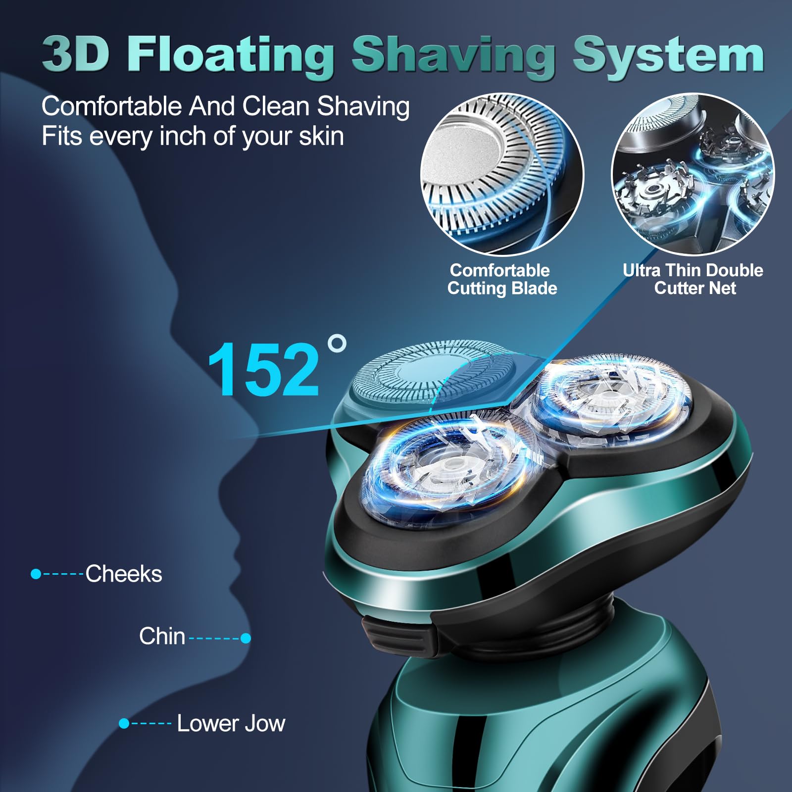 Premium Cordless Electric Razor for Men - Waterproof Wet/Dry Rotary Shaver with Floating Head, Rechargeable Battery - Perfect for Travel & Daily Shaving - Ideal Men's Grooming Gift for Father's Day, Birthday & Holidays
