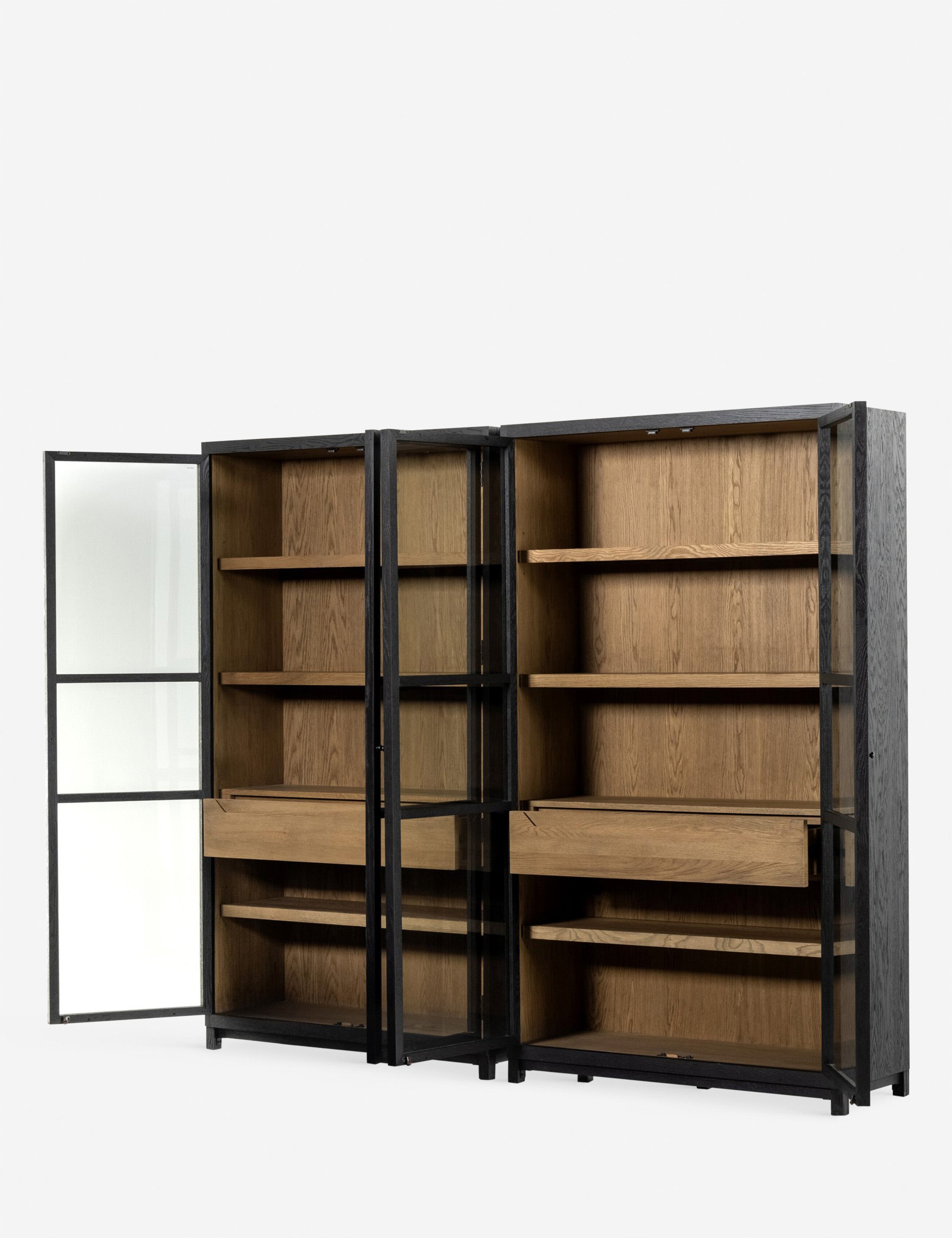 Stylish Carly Double Full Curio Cabinet - Glass Display Case for Collectibles & Home Decor - Perfect for Living Room, Dining Room or Office Display