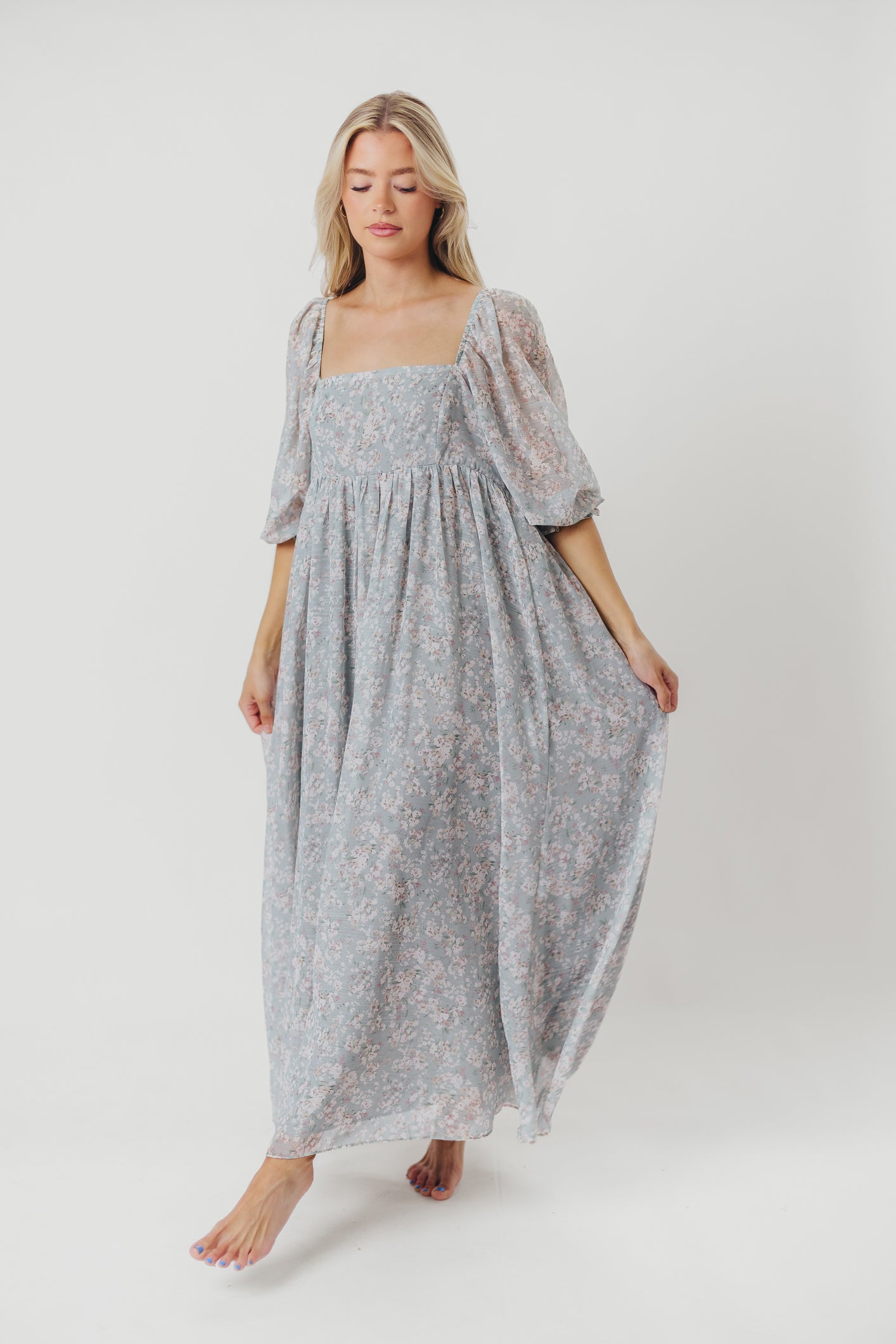 Elegant Sage Green Floral Smocked Maxi Dress for Women - Bump Friendly Maternity & Inclusive Sizing (S-3XL) - Perfect for Summer Weddings, Beach Vacations & Casual Outings