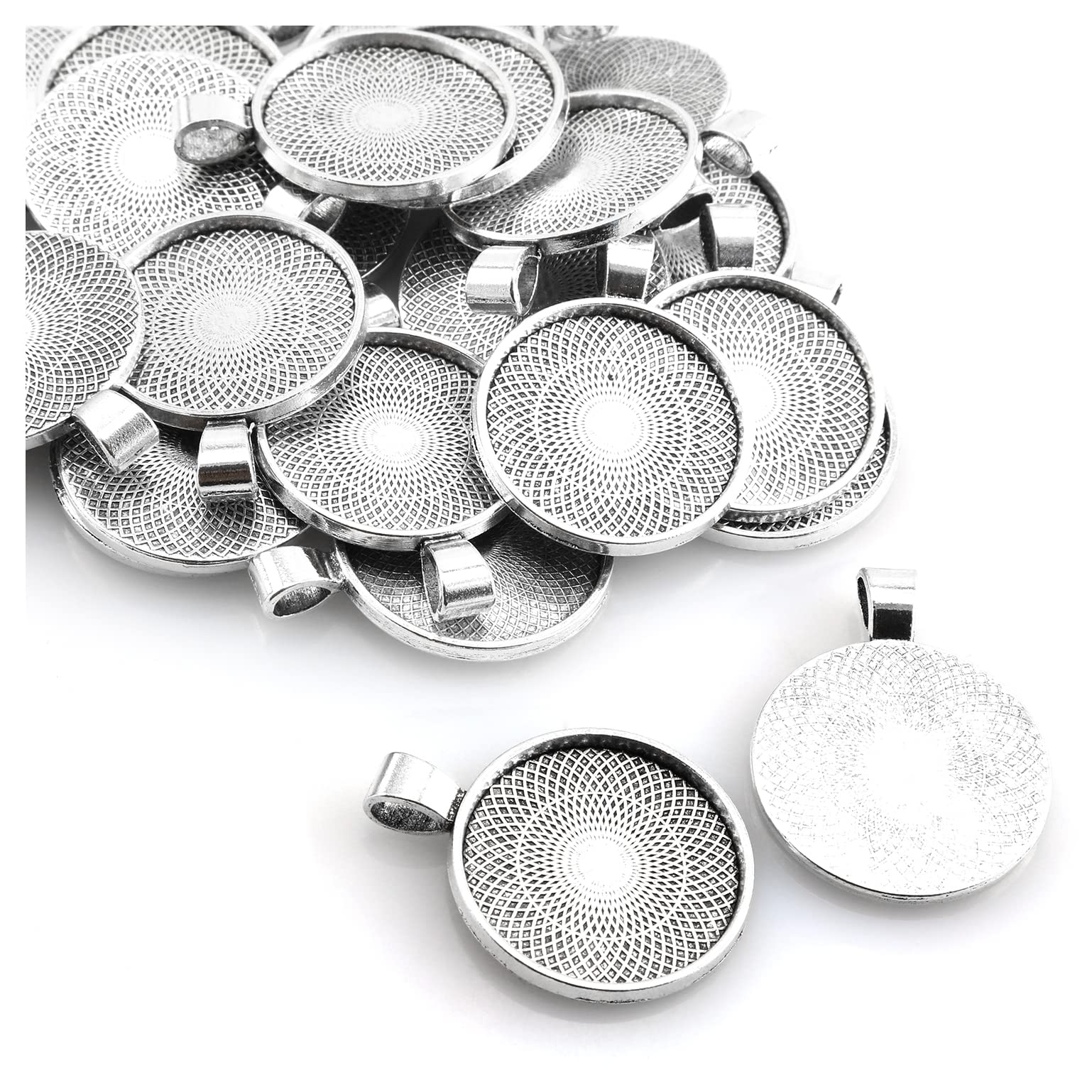 25pcs 25mm Round Bezel Pendant Trays - DIY Cabochon Blank Base for Jewelry Making, Crafting, and Photo Pendants - Perfect for Necklaces, Bracelets, and Earrings Accessories