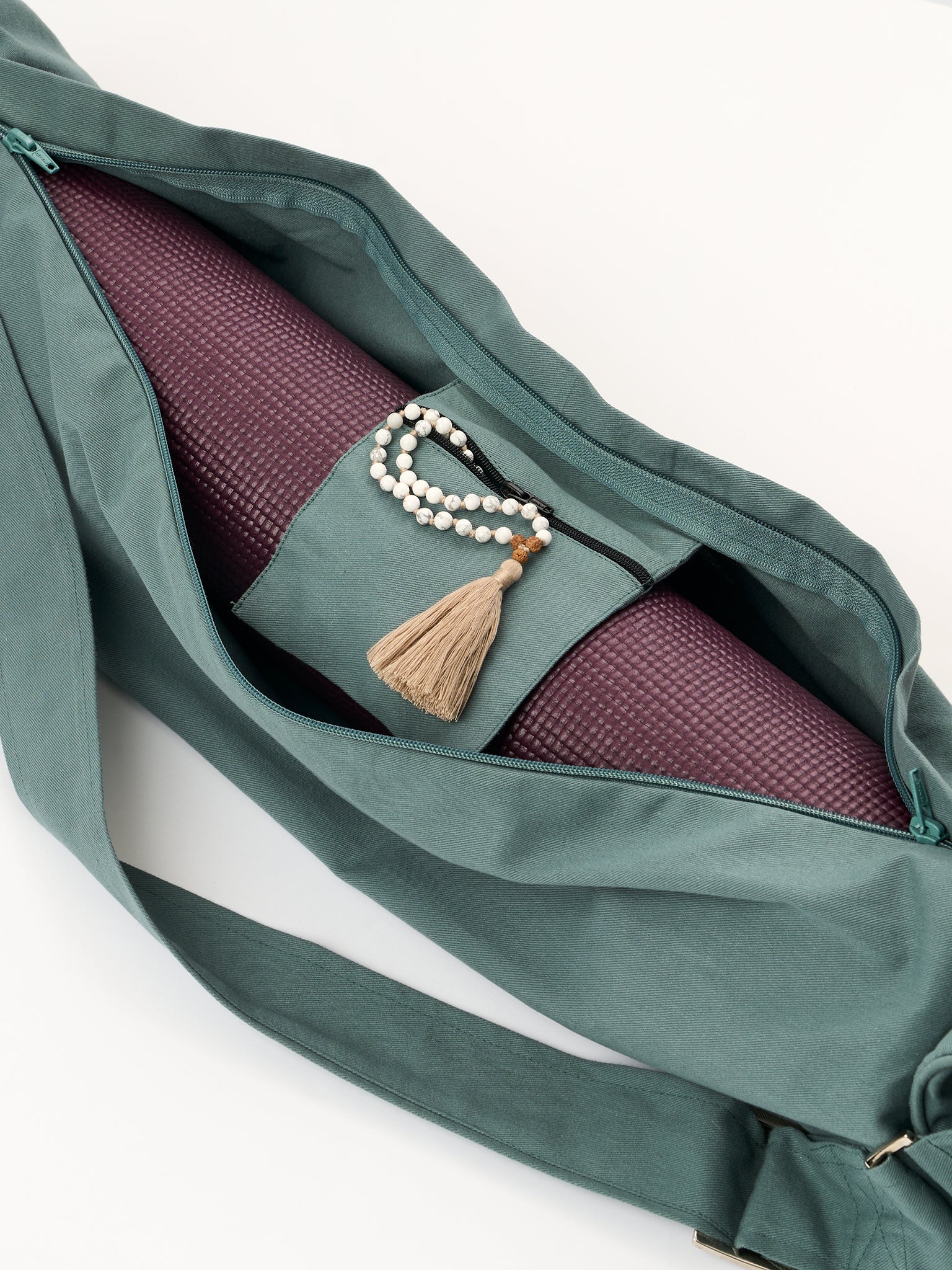 Organic Cotton Zip Up Yoga Bag for Women & Men - Eco-Friendly Yoga Mat Carrier with Pockets - Perfect for Gym, Studio & Travel