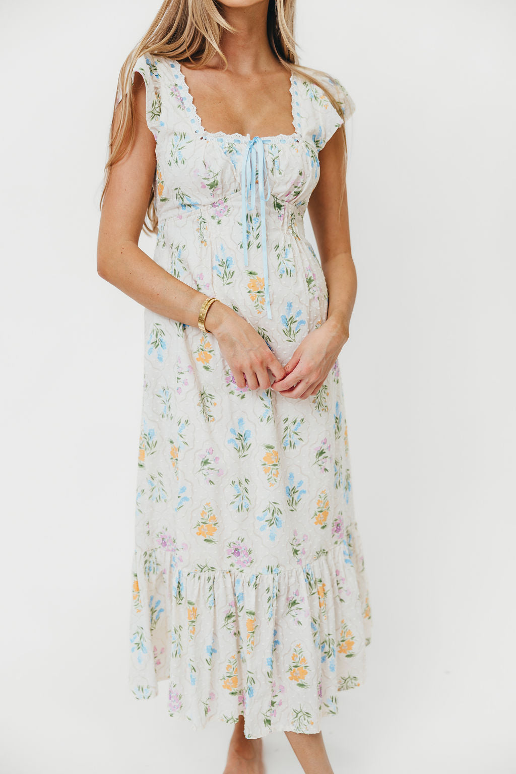 Chala Maxi Dress in Cream Floral - Elegant Long Flowy Summer Dress for Women, Perfect for Beach Vacations, Weddings & Boho Parties