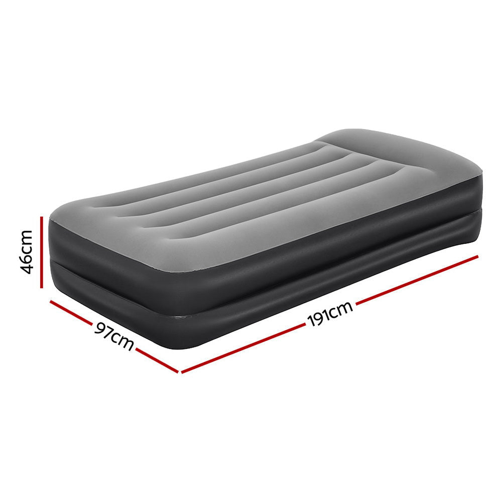 Bestway Single Size Air Mattress with Built-in Pump - Inflatable Camping Bed for Outdoor Adventures, Guest Room & Home Use