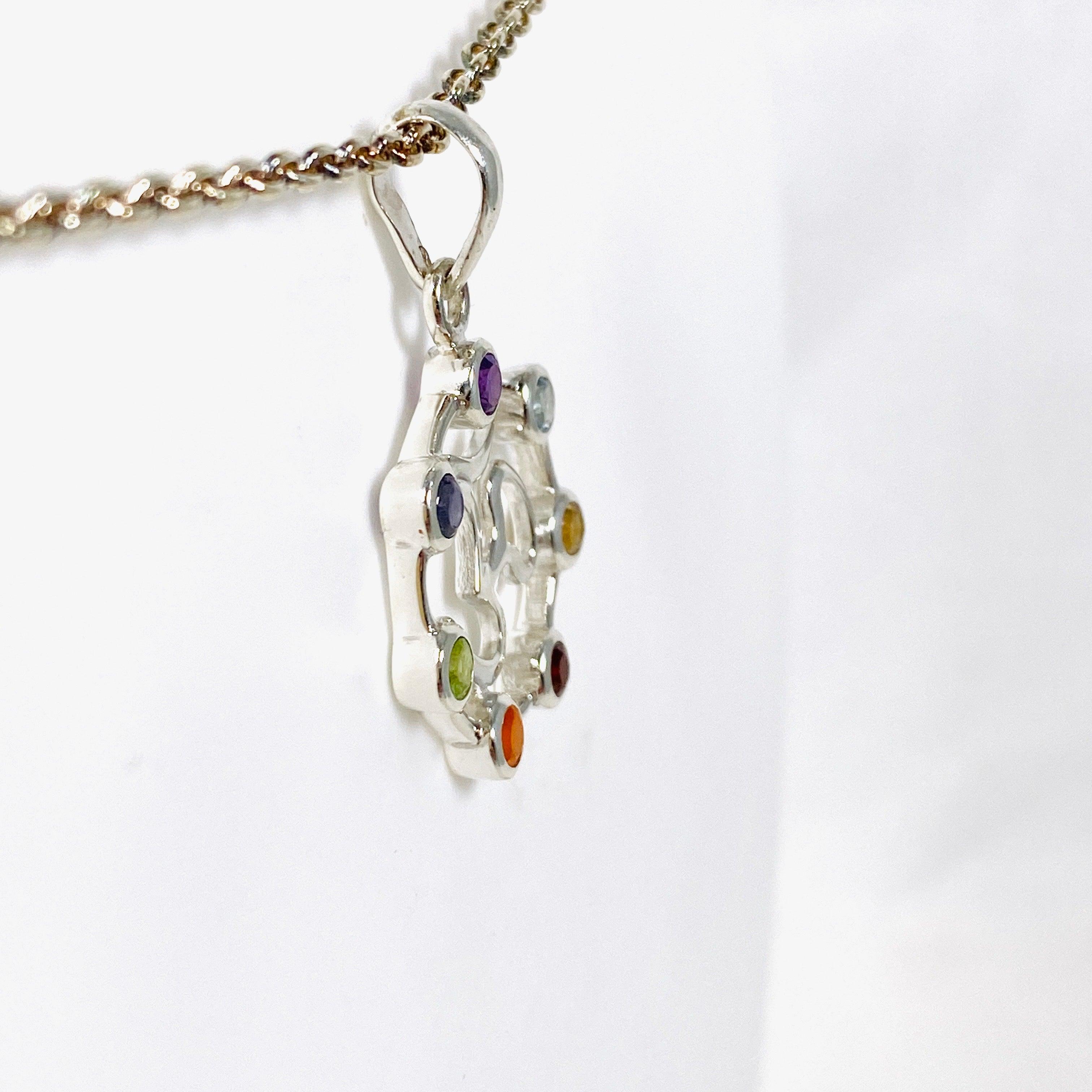 Chakra Om Pendant SSP10C - Spiritual Healing Necklace for Meditation & Yoga - Perfect for Energy Balance & Mindfulness Practice