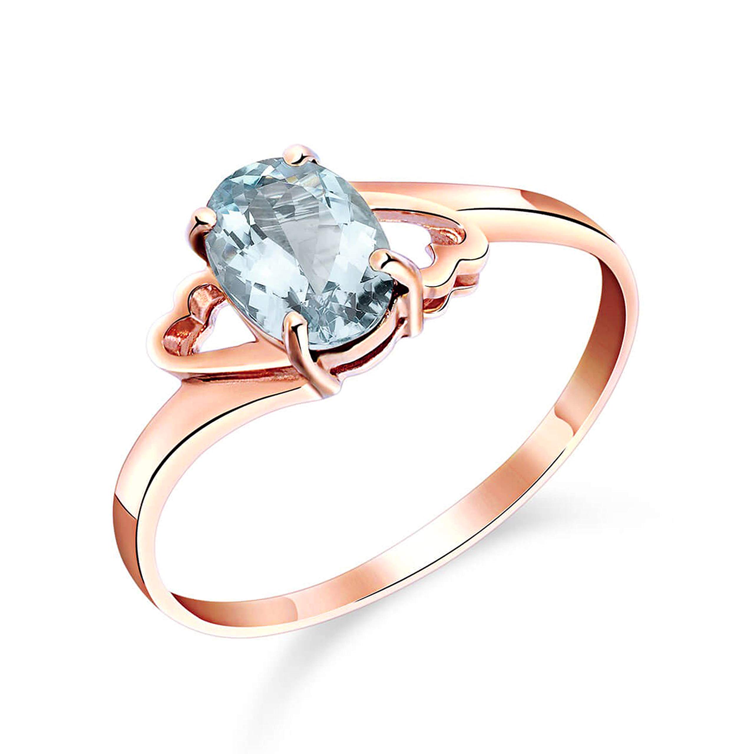 14K Rose Gold Natural Aquamarine Ring for Women - Elegant Birthstone Jewelry Gift for March, Anniversary & Valentine's Day - Perfect for Engagement, Wedding & Special Occasions