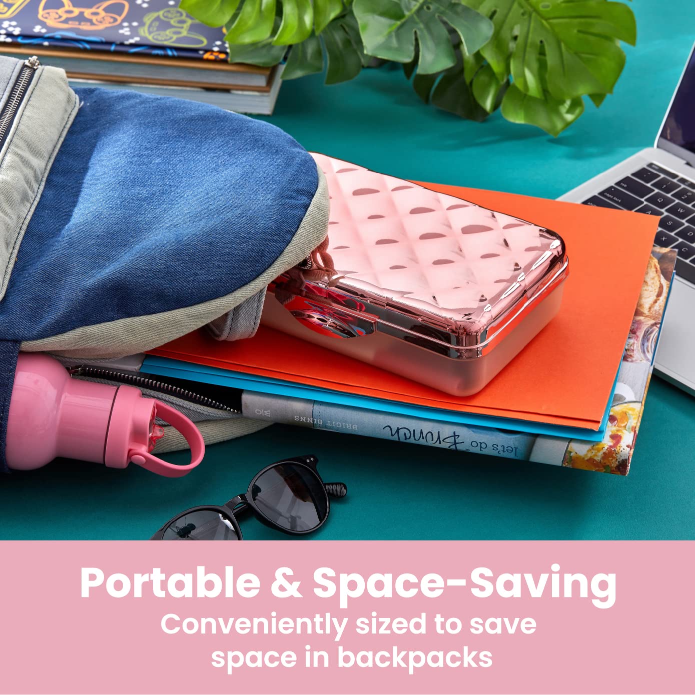 Durable Hard Plastic Pencil Case with Latch & Quilted Metallic Design - Rose Gold Pencil Box Holder for School, Office & Travel (Fits Pens, Markers, Crayons & Art Supplies)