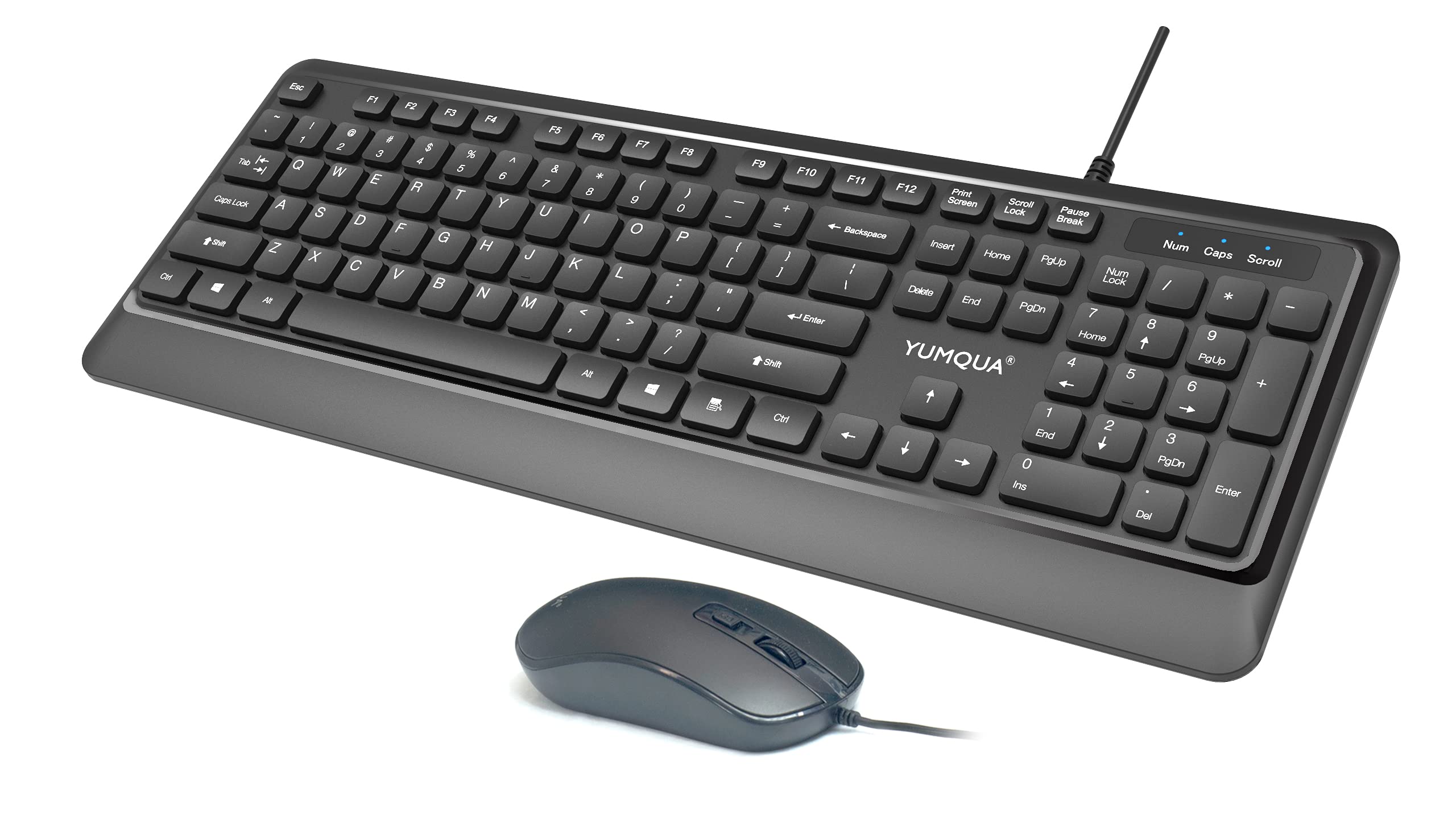 YUMQUA 16 Pack Wired Keyboard and Mouse Combo - Ultra Thin USB Corded Computer Keyboard with Silent Mouse for PC, Laptop, Desktop, Windows (Black) - Perfect for Office, Home, School & Gaming Setup