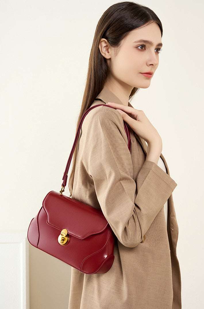 Stylish Small Leather Shoulder Bag for Women - Genuine Leather Crossbody Purse with Adjustable Strap - Perfect for Daily Use, Travel, and Work Commute