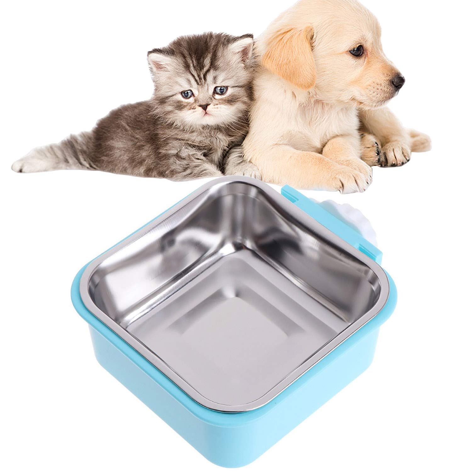 Luck Dawn Stainless Steel Removable Hanging Pet Bowl - Crate Food & Water Dish for Dogs, Cats, Rabbits, Birds & Small Animals - Secure Bolt Holder - Small (2-Pack) - Perfect for Travel, Crate Training & Cage Feeding