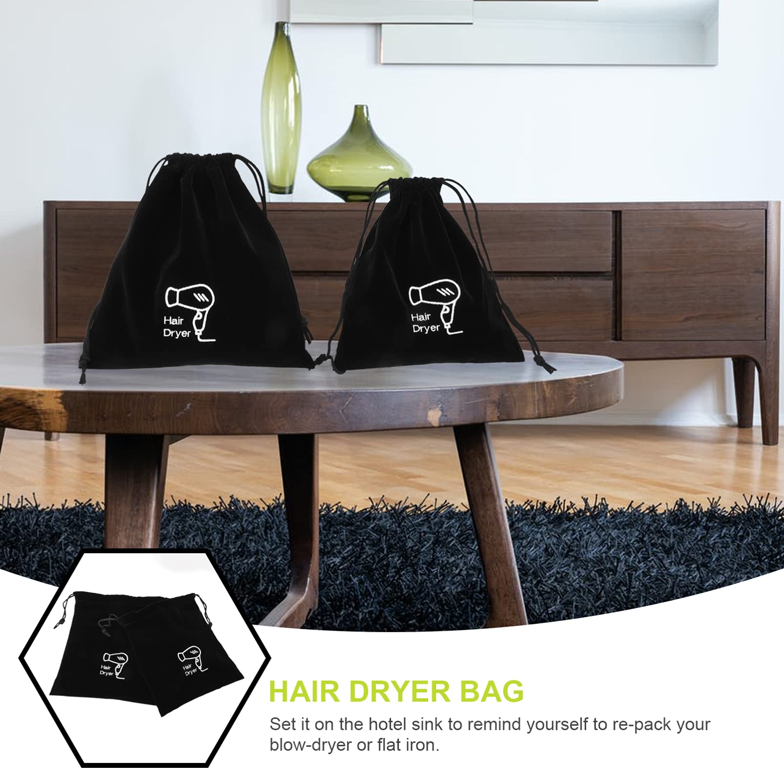2-Pack Cotton Drawstring Storage Bags for Hair Dryer & Travel Accessories | Dustproof Hair Blower Organizer | Perfect for Travel, Gym & Home Storage