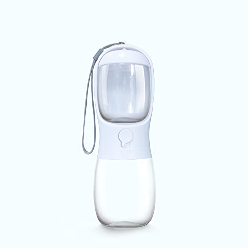 2 in 1 Portable Dog Water and Food Bottle - 300ml Water & 10.5oz Food Dispenser for Outdoor Walking, Hiking, and Travel - Leak Proof Pet Feeding Solution (White) - Perfect for Park Adventures, Road Trips, and Daily Walks