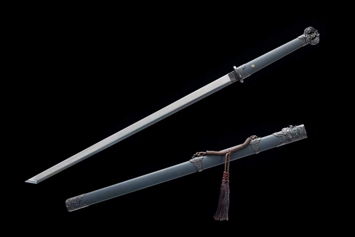 Authentic Hand-Forged Damascus Steel Chinese Han Dao Sword - Full Tang Blade with Alloy Scabbard - 41 Inch Martial Arts Sword for Collectors & Gifts - Perfect for Display, Cosplay, and Traditional Chinese Martial Arts Training