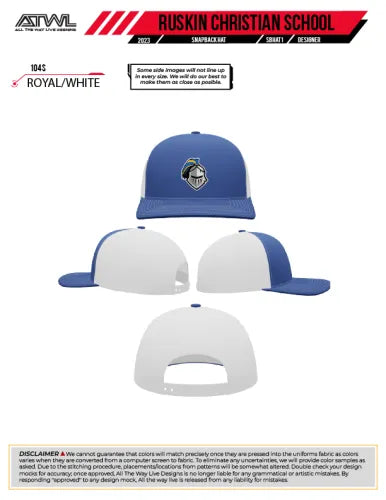 Ruskin Christian Royal White 104s Snapback Hat - Stylish Adjustable Baseball Cap for Men & Women - Perfect for Sports, Casual Wear & Outdoor Activities