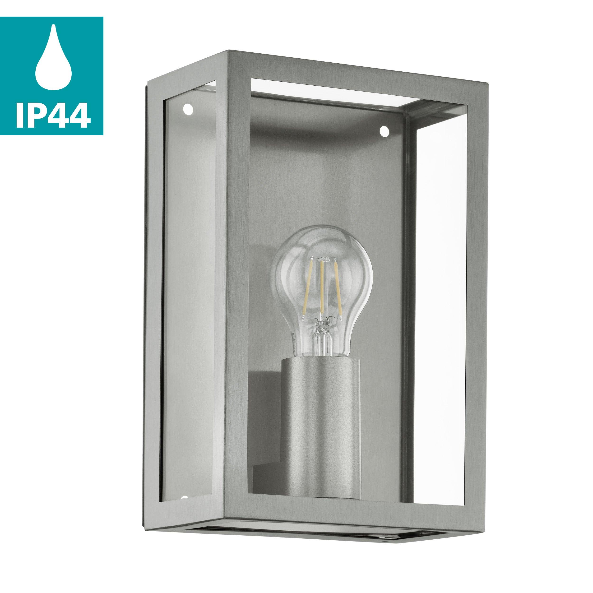 Eglo Alamonte Stainless Steel IP44 Waterproof Outdoor Wall Light - Perfect for Porch, Garden, Patio and Backyard Lighting