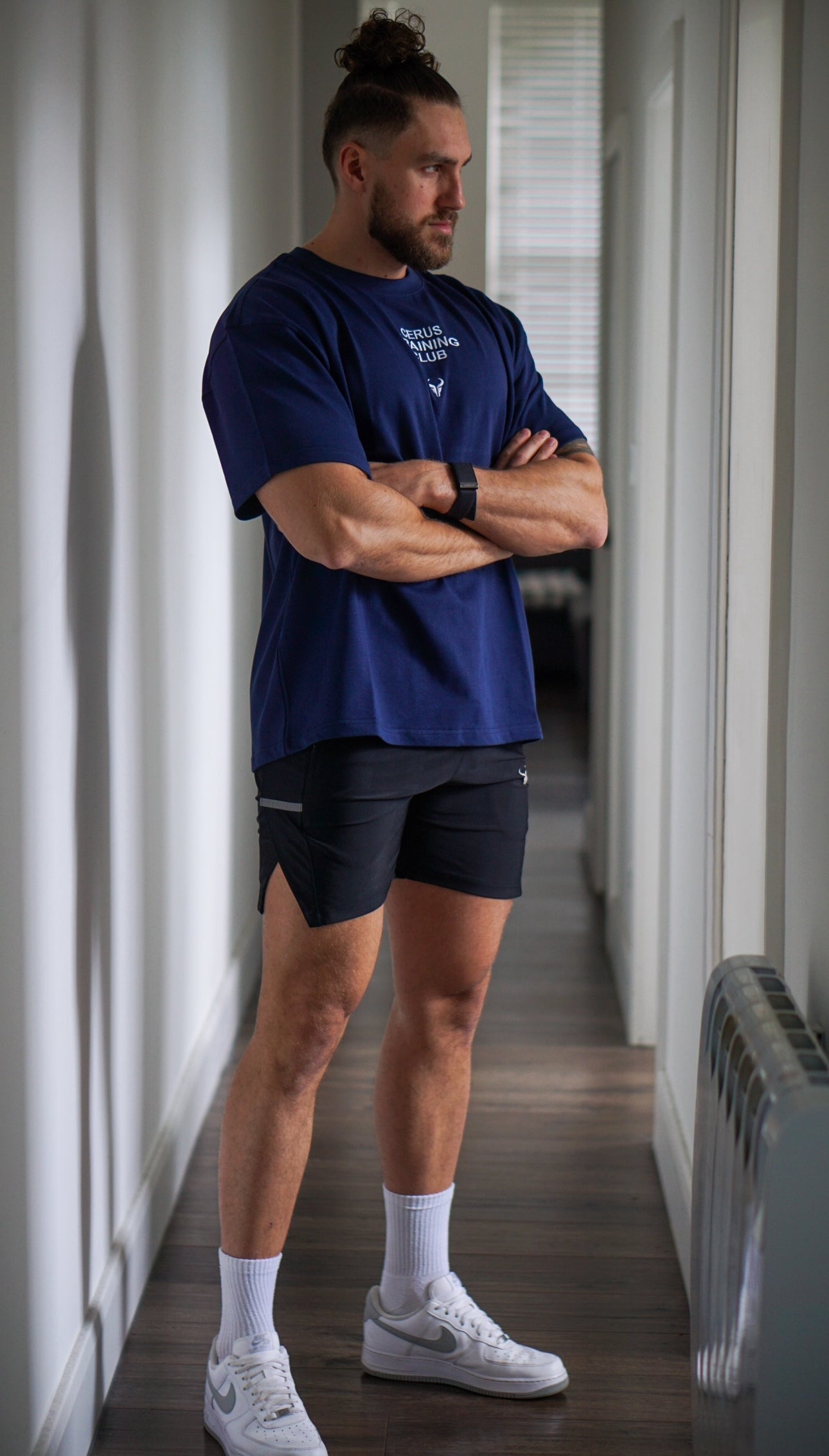 Cerus Navy Flow Training Club T-Shirt - Men's Athletic Performance Tee for Gym, Running & Workouts - Moisture-Wicking Comfort Fit Activewear