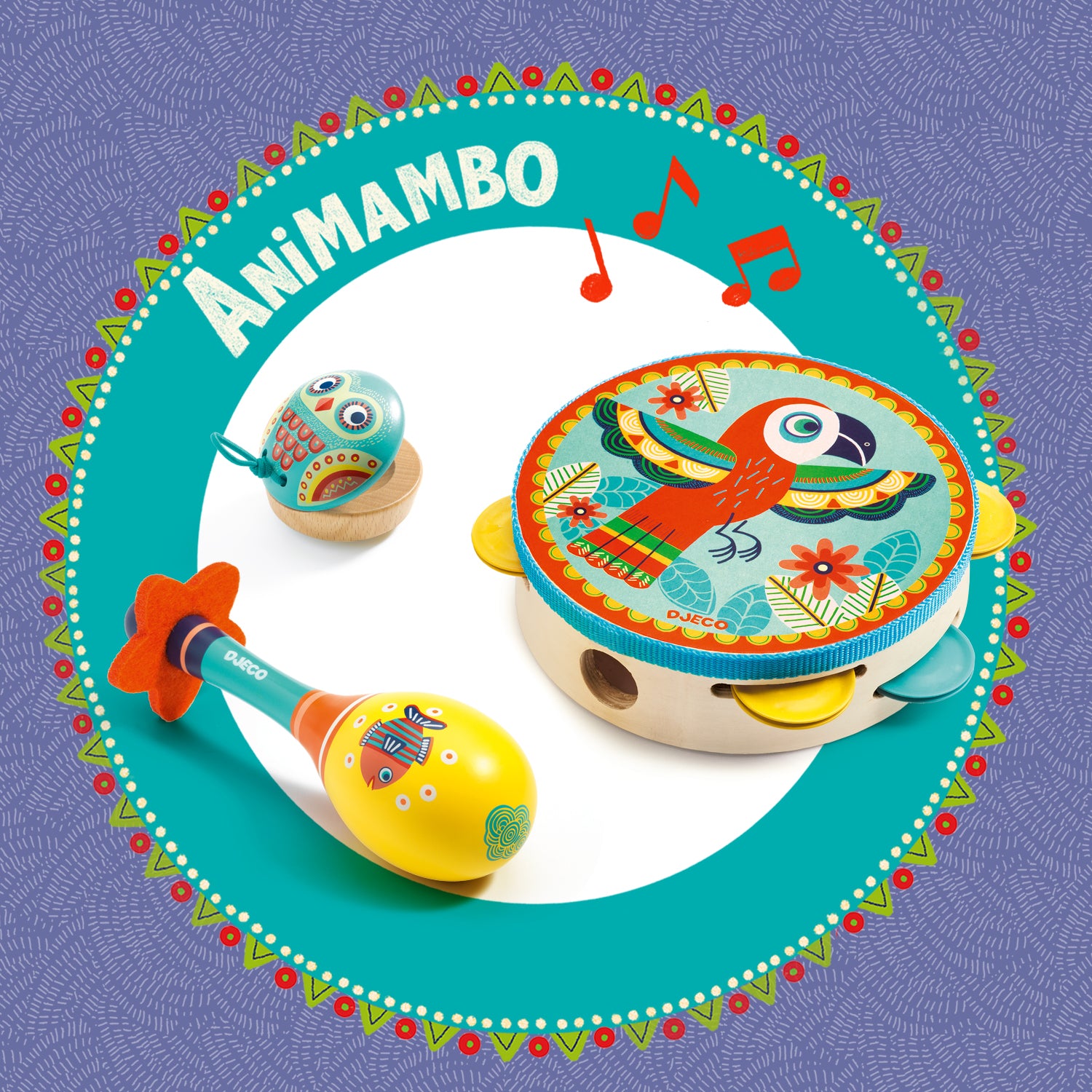 DJECO Animambo Musical Instruments Set of 3 - Kids Percussion Toy for Early Learning & Music Playtime | Perfect for Preschool Classroom, Birthday Gifts & Family Music Time
