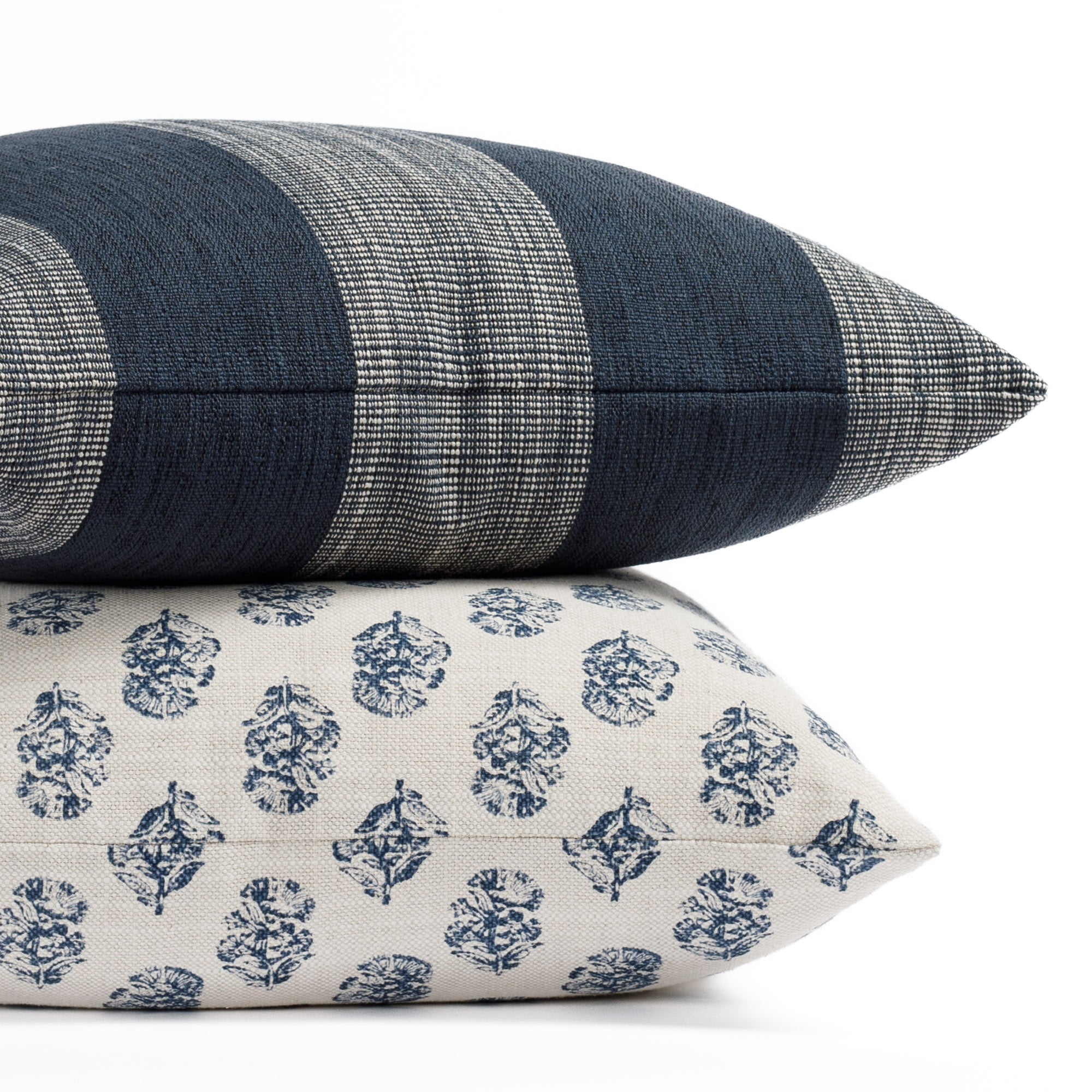 Marlow Stripe 20x20 Decorative Throw Pillow Cover - Indigo Blue Square Cushion for Sofa, Bed & Home Decor