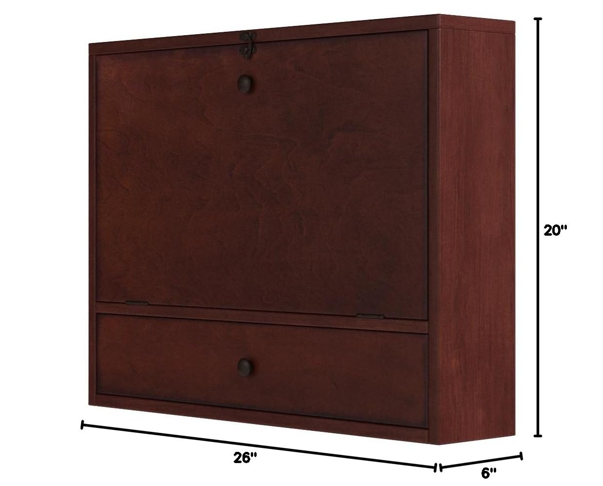 SEI Furniture Benwick Wall Mount Laptop Desk - Brown Mahogany, 26 x 6 x 20 Inches - Space-Saving Home Office Desk for Small Spaces, Bedroom, Dorm, or Kitchen