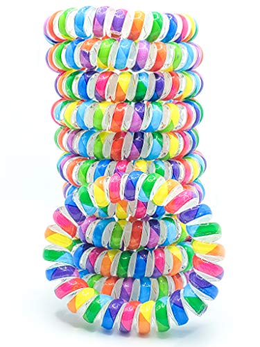 RayBella Spiral Hair Ties - 12 Pack BPA-Free Coil Hair Bands for Women & Girls, Soft Comfortable Phone Cord Hair Ties for Thick Hair (Colorful) - Perfect for Workouts, Yoga, School & Everyday Use