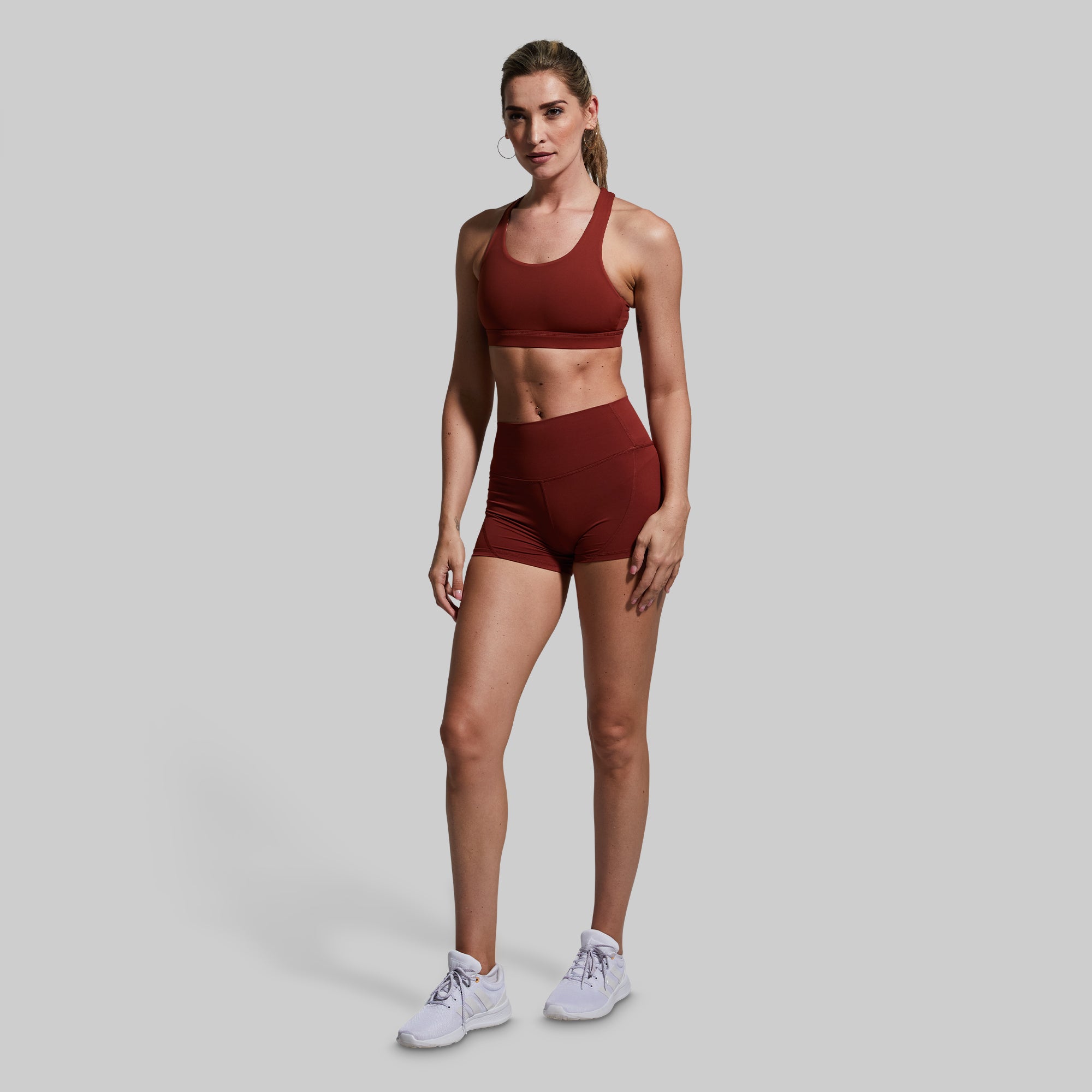 Best Booty Shorts for Women - High Waisted Workout Shorts (Brick Red) | Gym, Yoga, Running & Lounge Wear