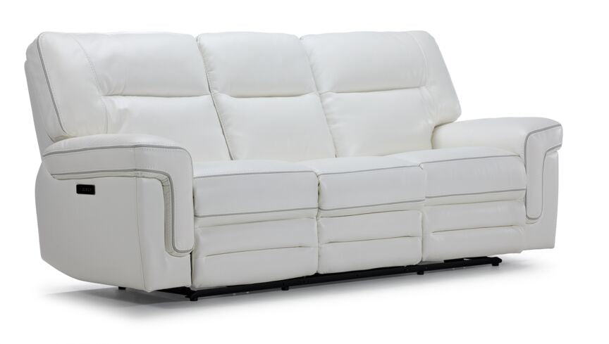Cosmic Dual Power Reclining Sofa and Loveseat Set in White | Modern Living Room Furniture for Home Theater & Family Relaxation